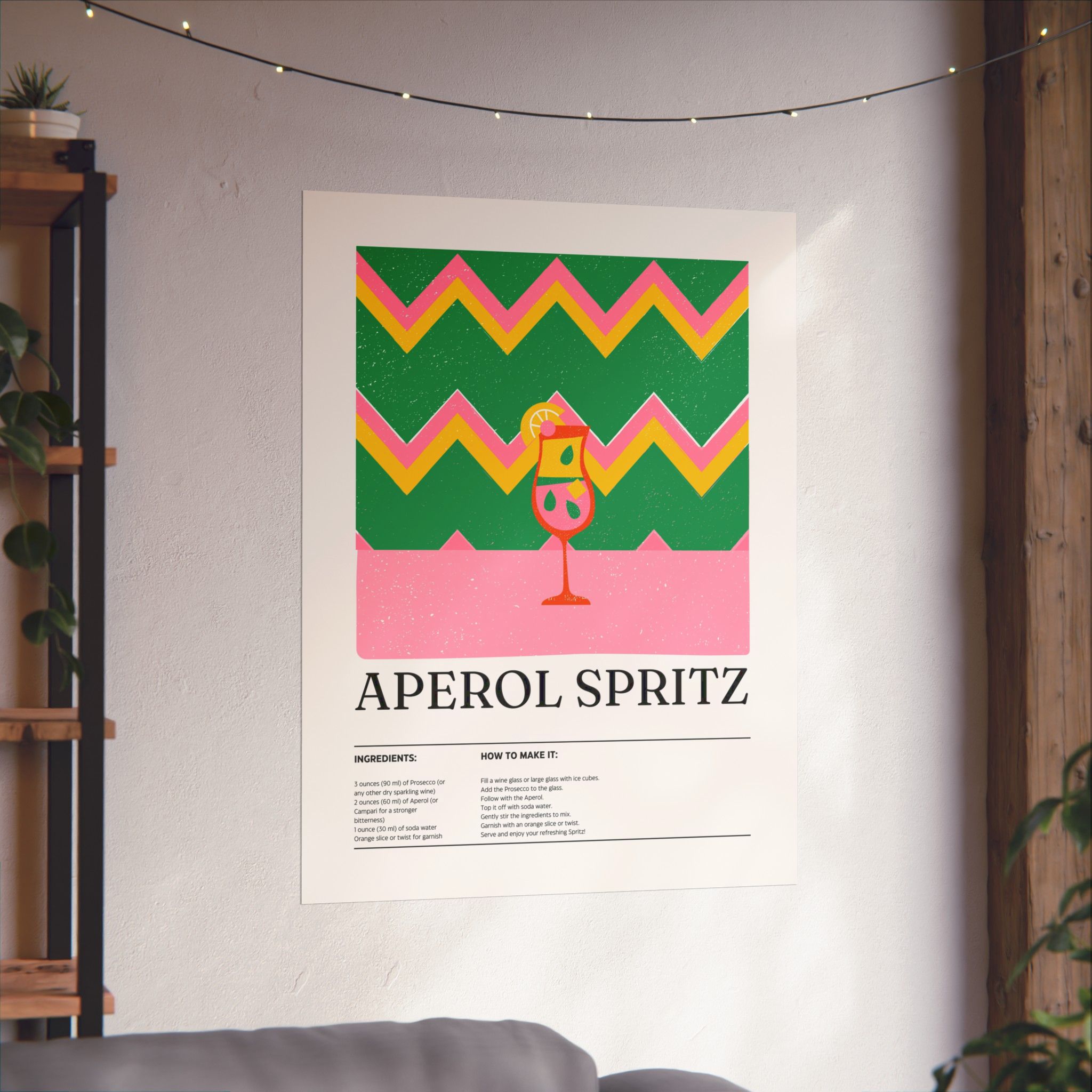 Aperol Spritz Cocktail Poster — Retro Matte Vertical Print - Image 2