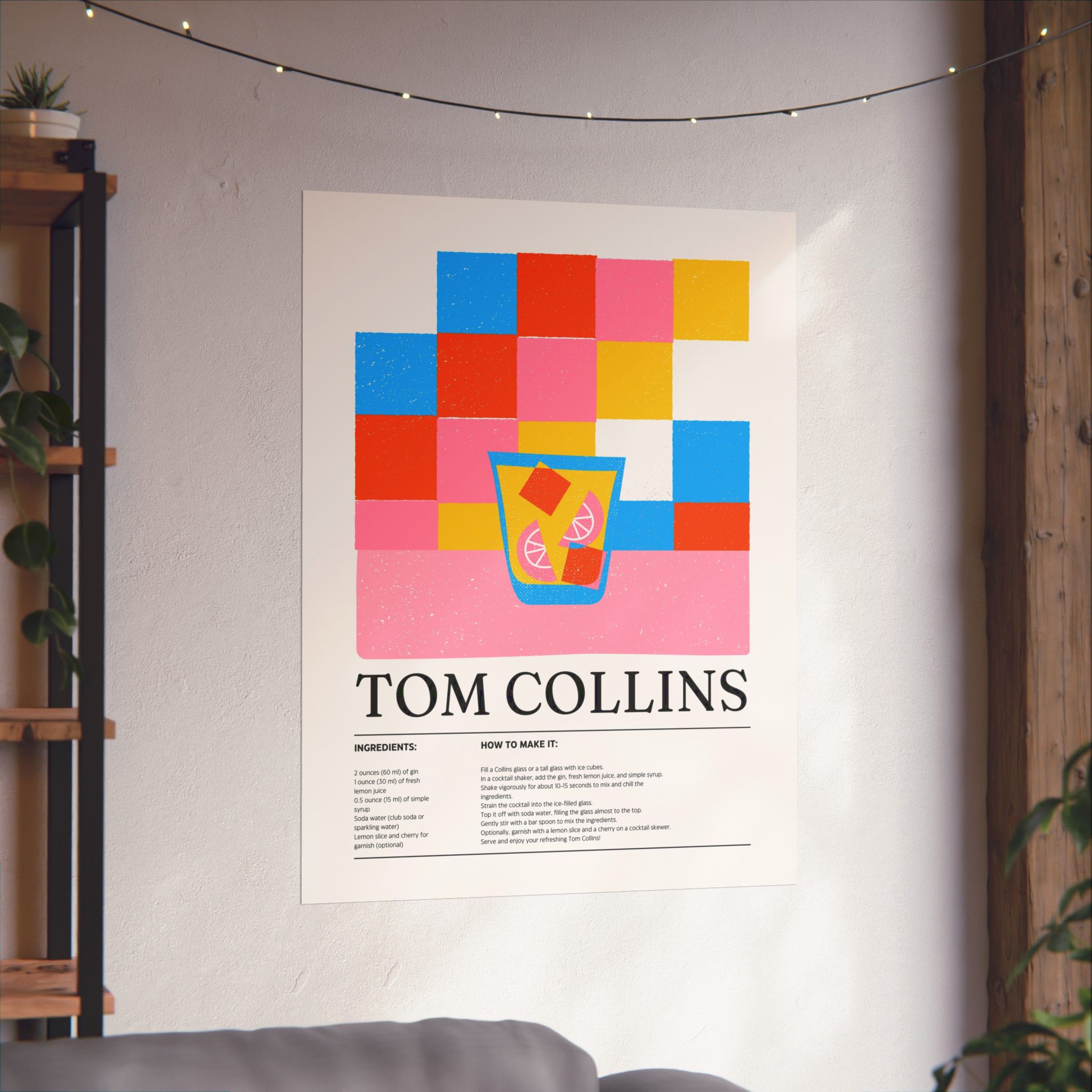 Tom Collins Cocktail Poster — Retro Matte Vertical Print - Image 2