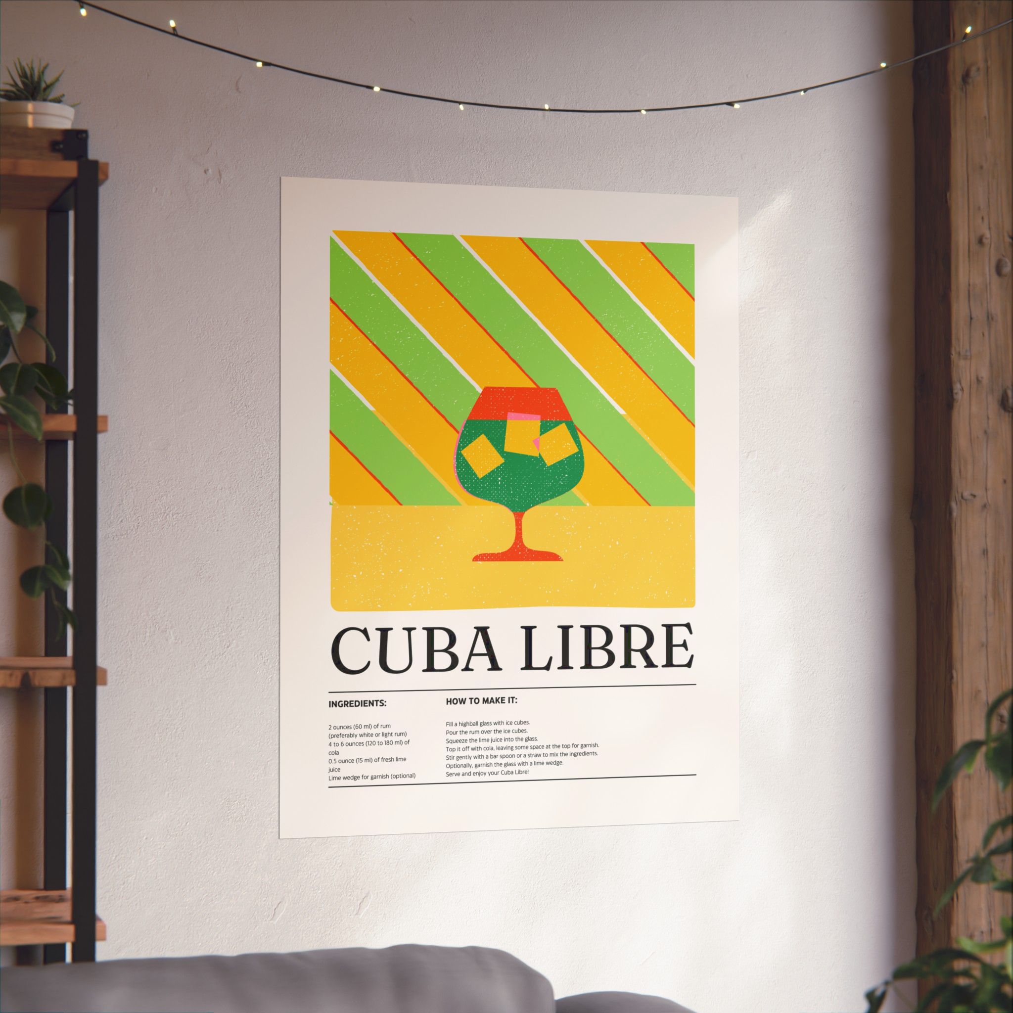 Cuba Libre Cocktail Poster — Retro Matte Vertical Print - Image 2