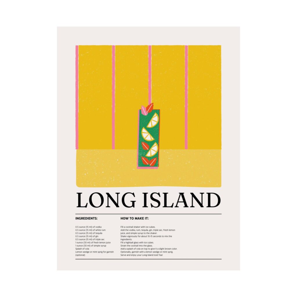 Long Island Cocktail Poster — Retro Matte Vertical Print