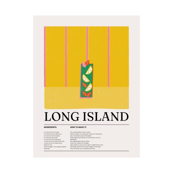 Long Island Cocktail Poster — Retro Matte Vertical Print