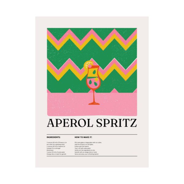 Aperol Spritz Cocktail Poster — Retro Matte Vertical Print