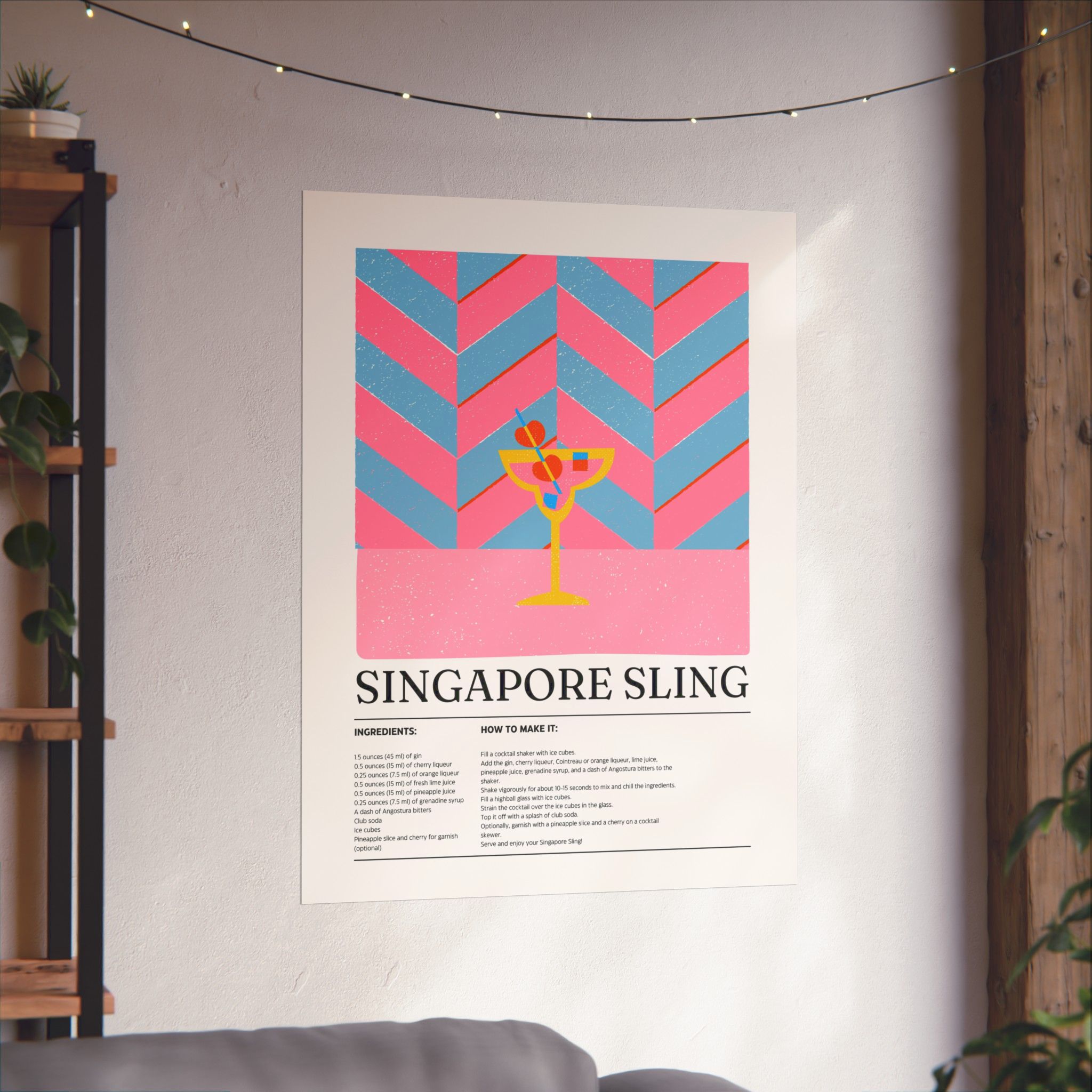 Singapore Sling Cocktail Poster — Matte Vertical Print - Image 2