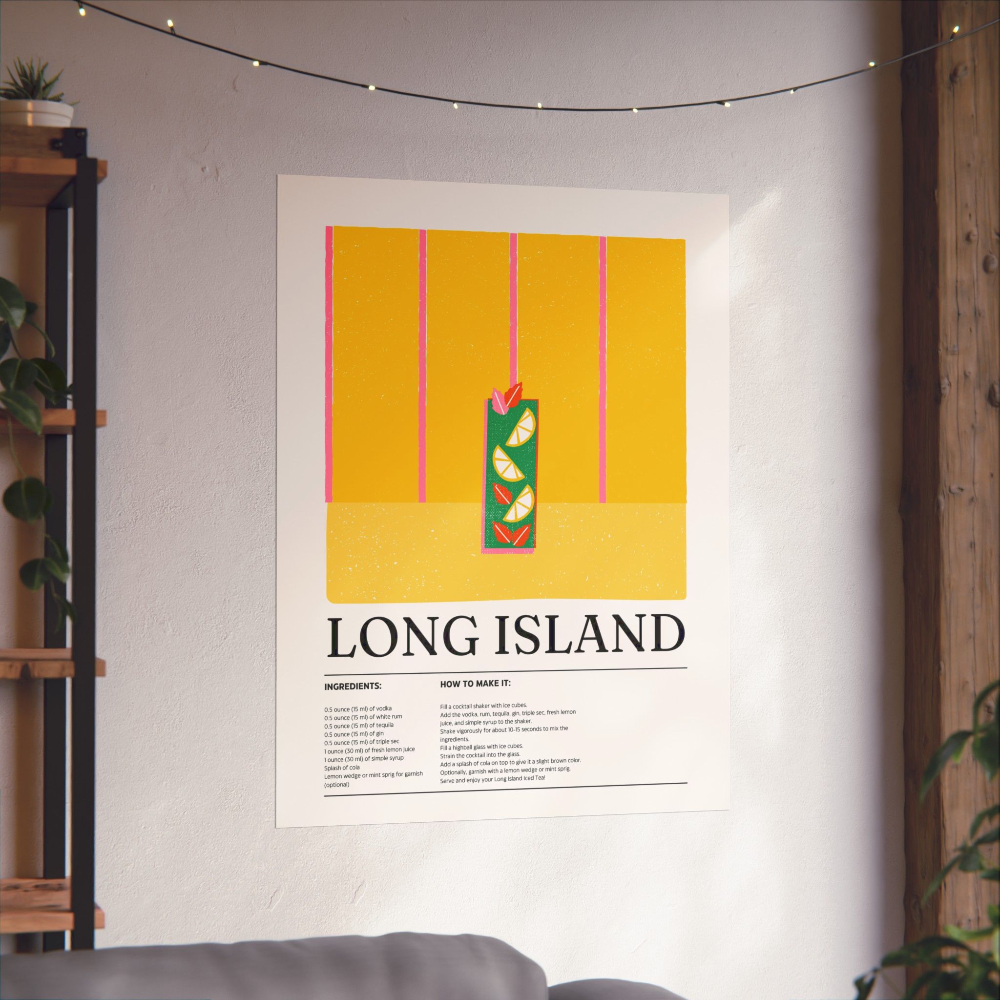 Long Island Cocktail Poster — Retro Matte Vertical Print - Image 2
