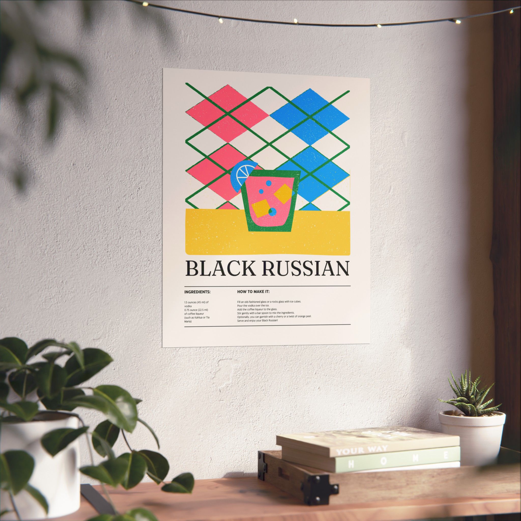 Black Russian Cocktail Poster — Matte Vertical Bar Art Print - Image 2