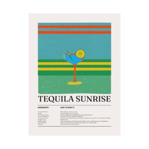 Tequila Sunrise Cocktail Poster — Retro Matte Vertical Print