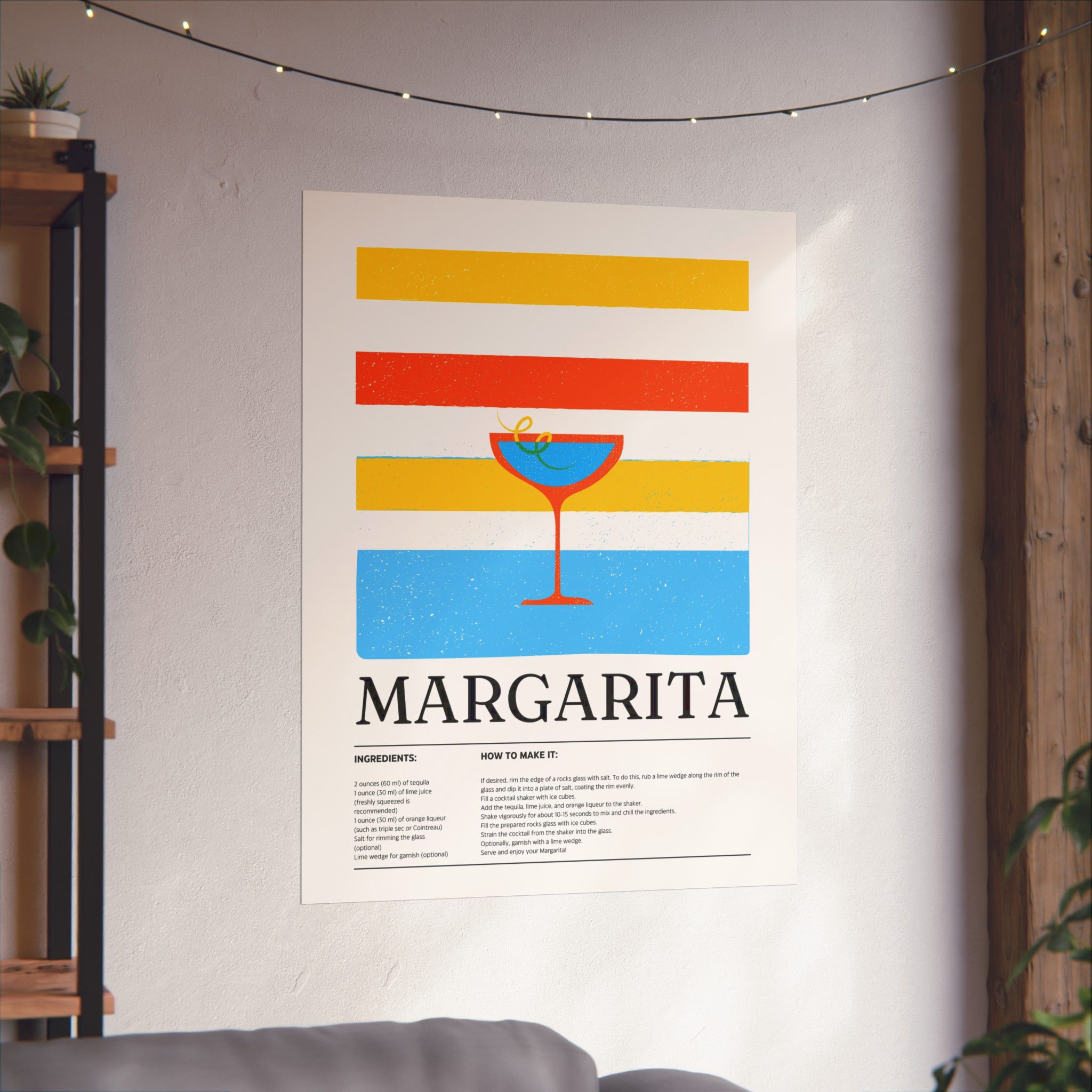 Margarita Cocktail Poster — Retro Matte Vertical Print - Image 2