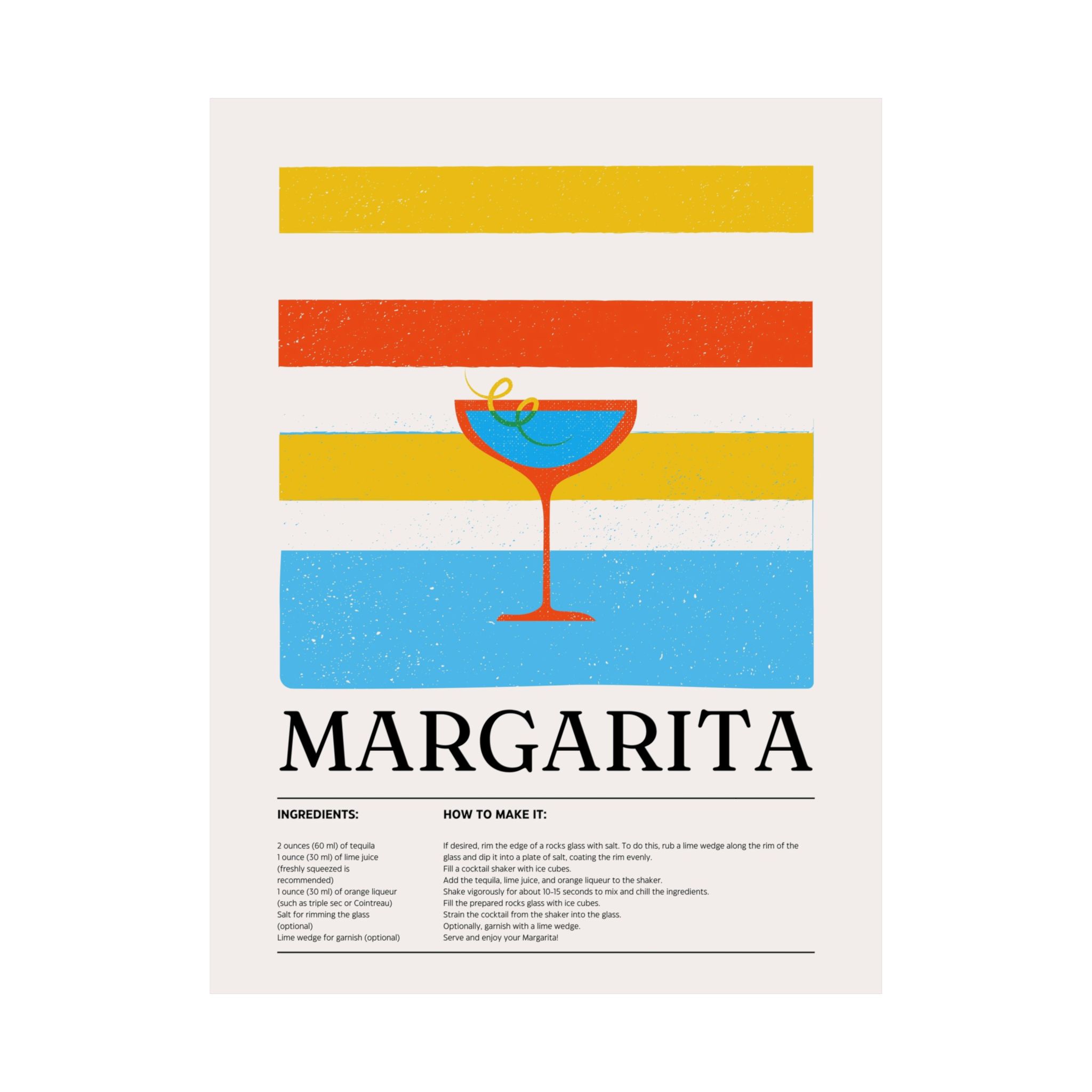 Margarita Cocktail Poster — Retro Matte Vertical Print