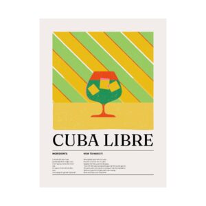 Cuba Libre Cocktail Poster — Retro Matte Vertical Print