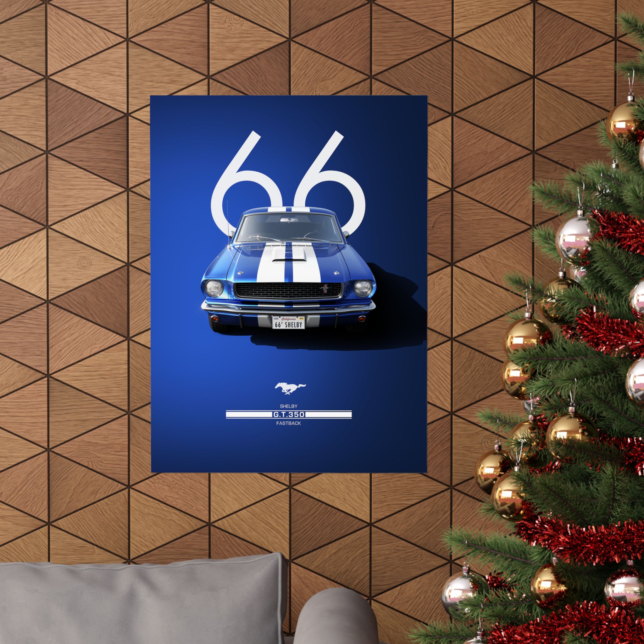1966 Shelby GT350 Fastback Mustang Poster - Classic Muscle Car Wall Art - Iconic Blue & White Garage Decor - Premium Print - Image 60
