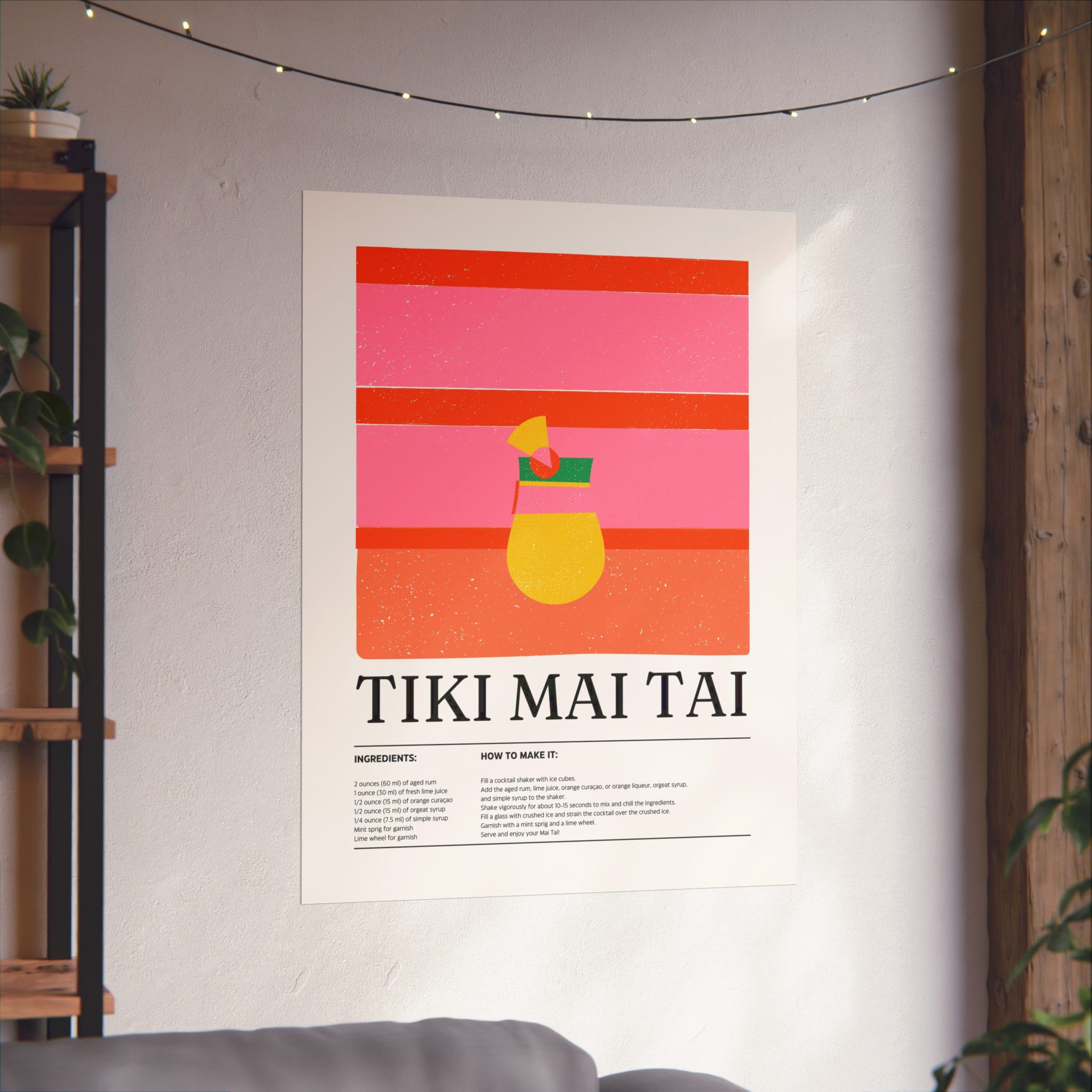 Tiki Mai Tai Cocktail Poster — Matte Vertical Print - Image 2