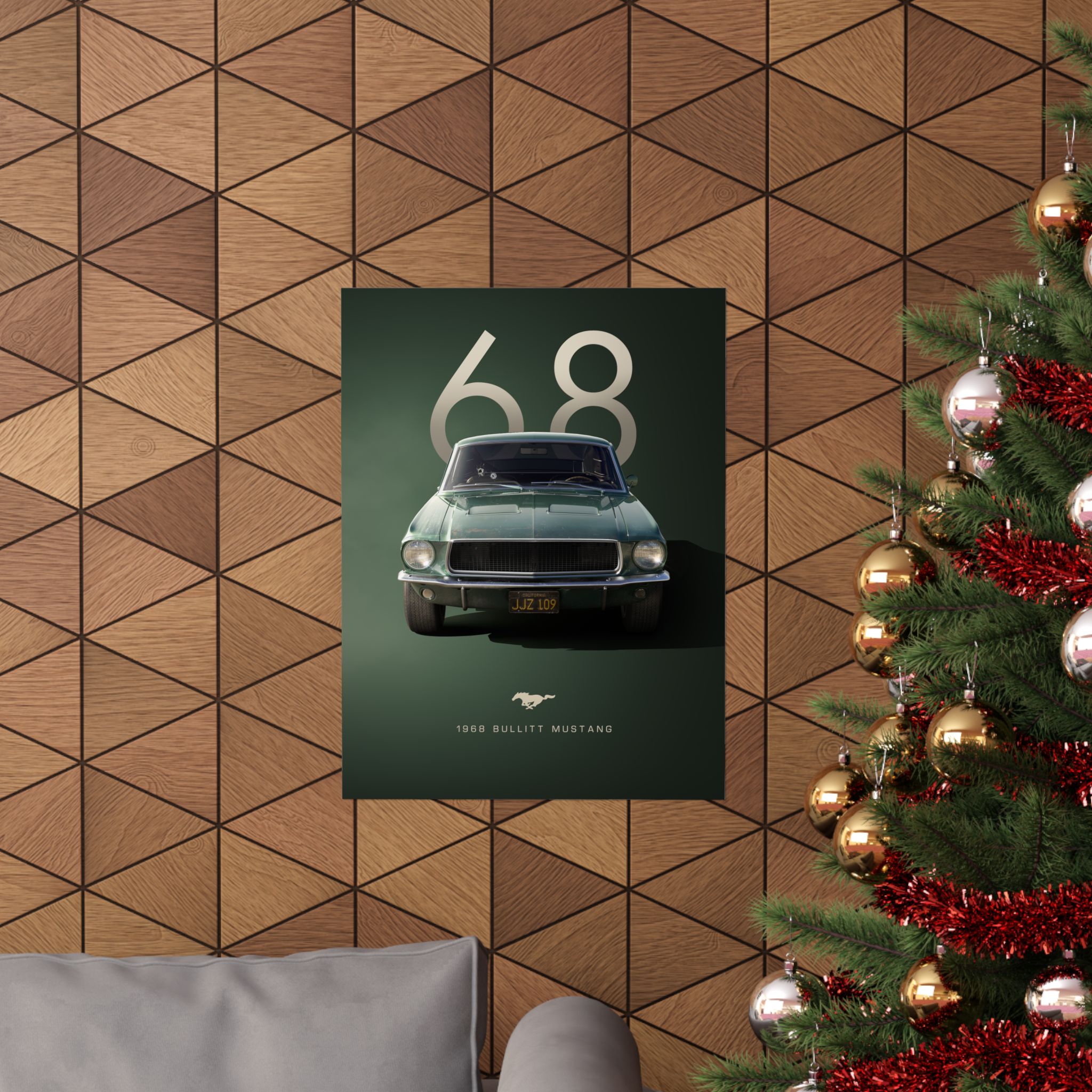 1968 Bullitt Mustang Poster - Vintage Highland Green Ford Mustang GT Wall Art - Iconic Muscle Car Print for Garage or Office - Image 4