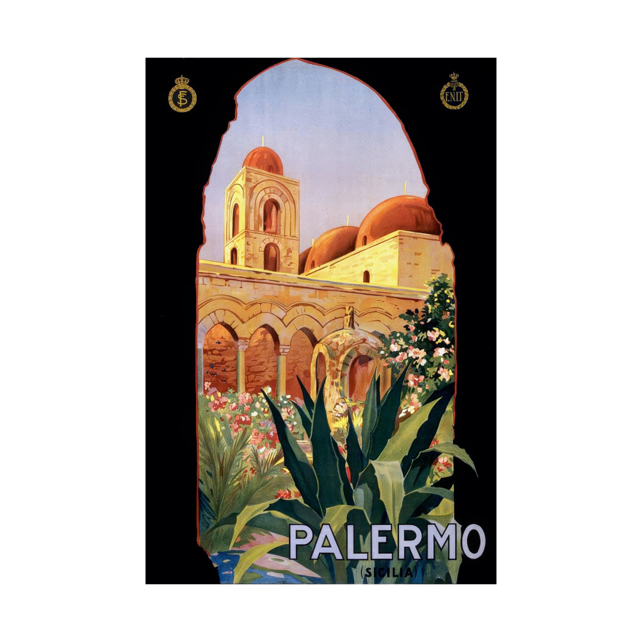 Palermo Vintage Travel Poster Matte Vertical Print