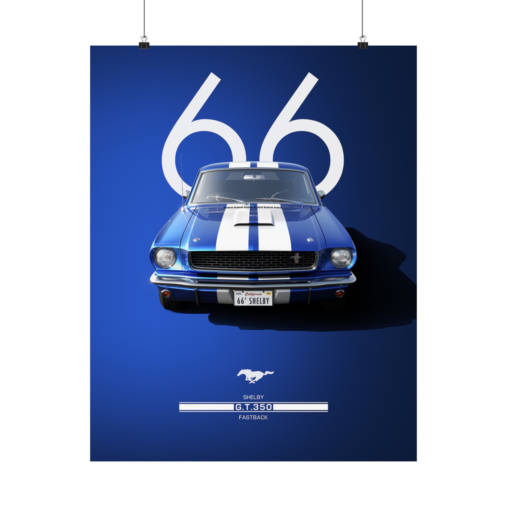 1966 Shelby GT350 Fastback Mustang Poster - Classic Muscle Car Wall Art - Iconic Blue & White Garage Decor - Premium Print - Image 61