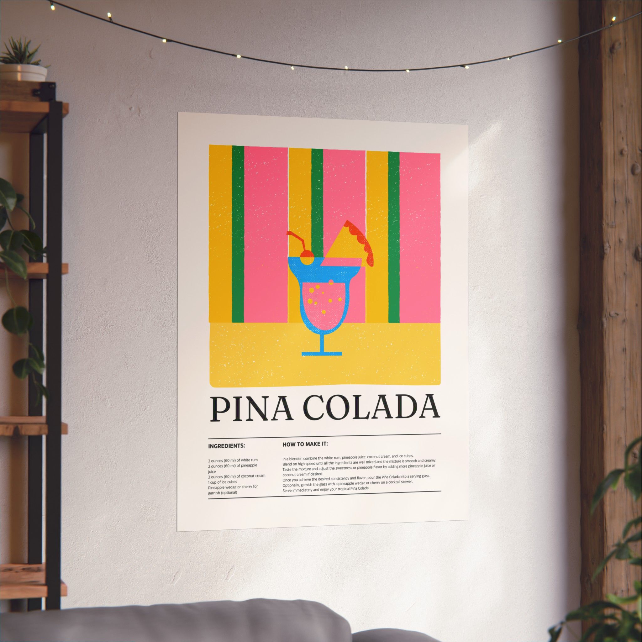 Pina Colada Cocktail Poster — Matte Vertical Print - Image 2