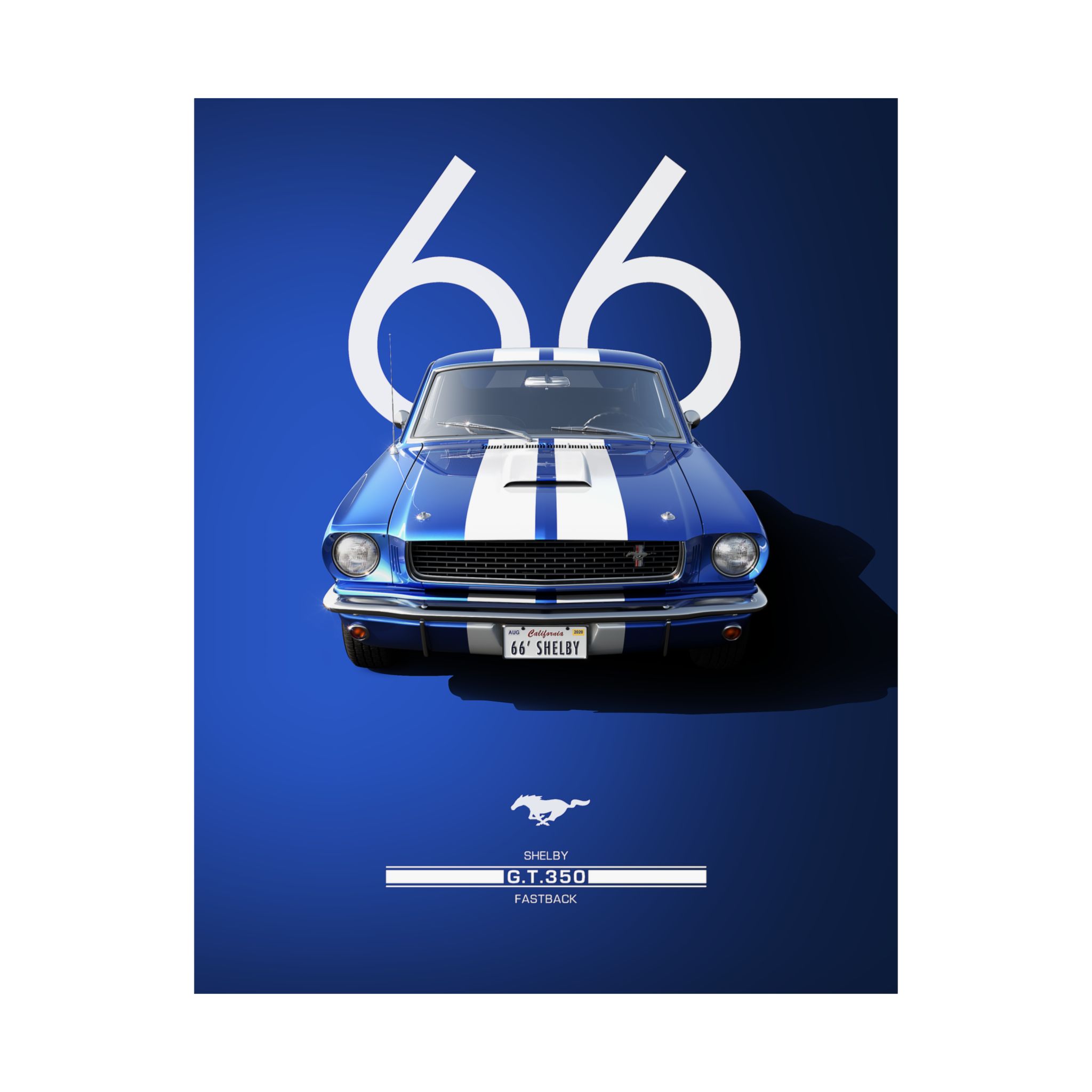 1966 Shelby GT350 Fastback Mustang Poster - Classic Muscle Car Wall Art - Iconic Blue & White Garage Decor - Premium Print - Image 62