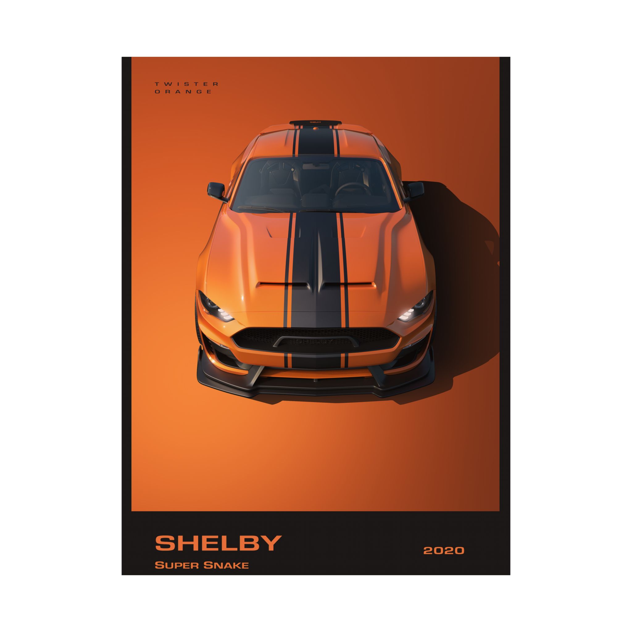 2020 Shelby Super Snake Poster - Twister Orange Mustang Wall Art - Bold Automotive Decor for Garage & Office - Premium Car Print - Image 14