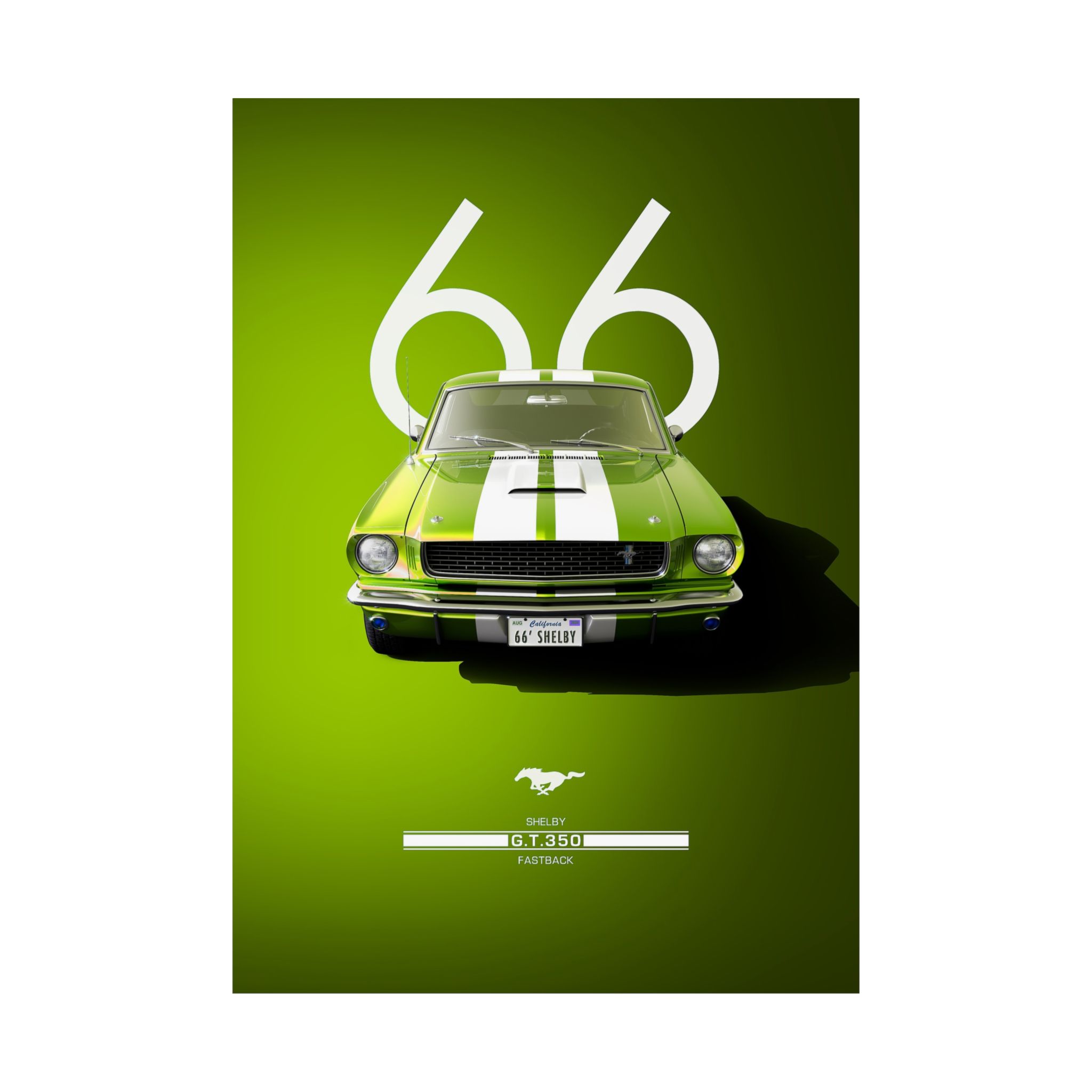 Vintage 1966 Shelby GT350 Fastback Poster - Lime Green Muscle Car Wall Art - Iconic Mustang Decor for Car Enthusiasts & Garage - Image 46