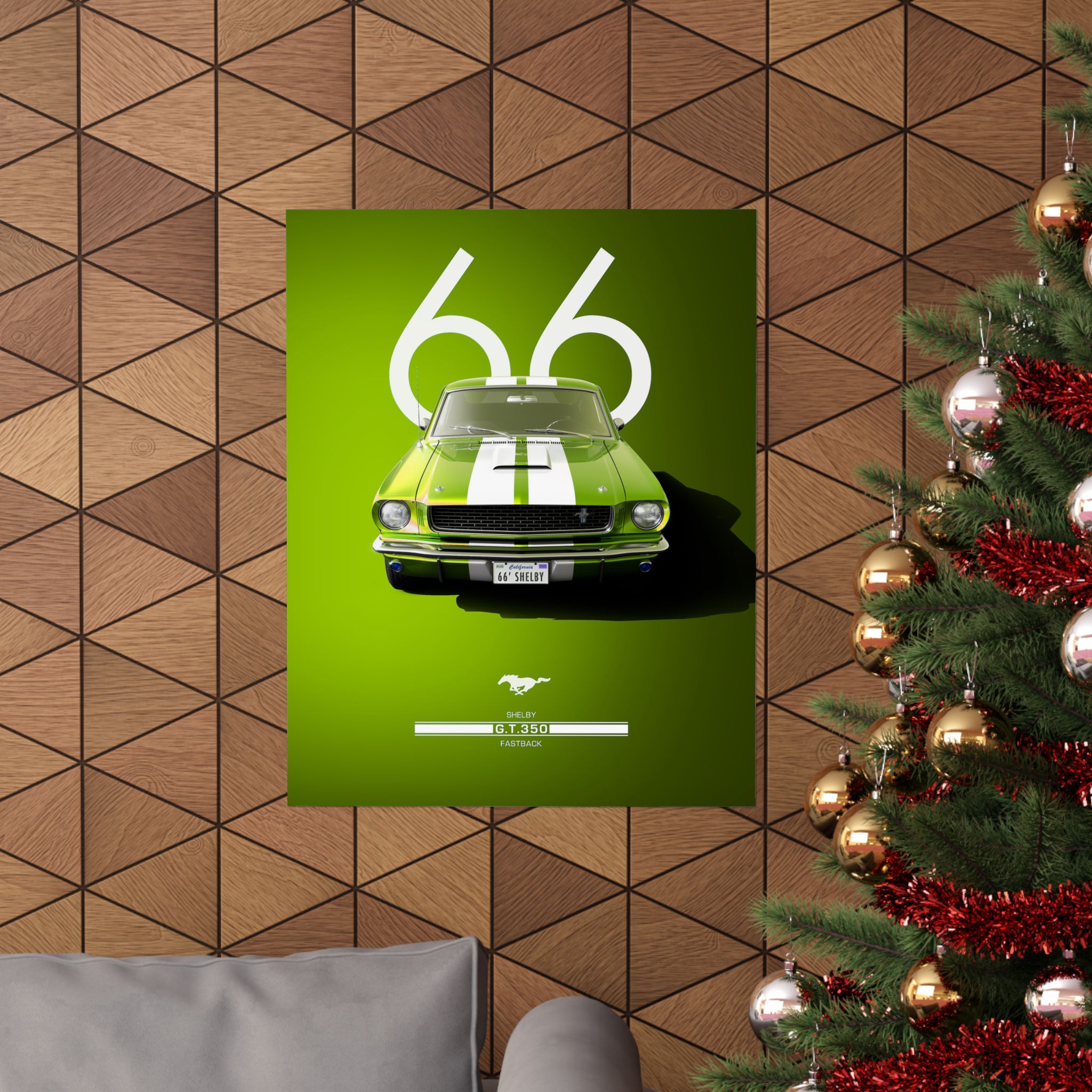 Vintage 1966 Shelby GT350 Fastback Poster - Lime Green Muscle Car Wall Art - Iconic Mustang Decor for Car Enthusiasts & Garage - Image 64