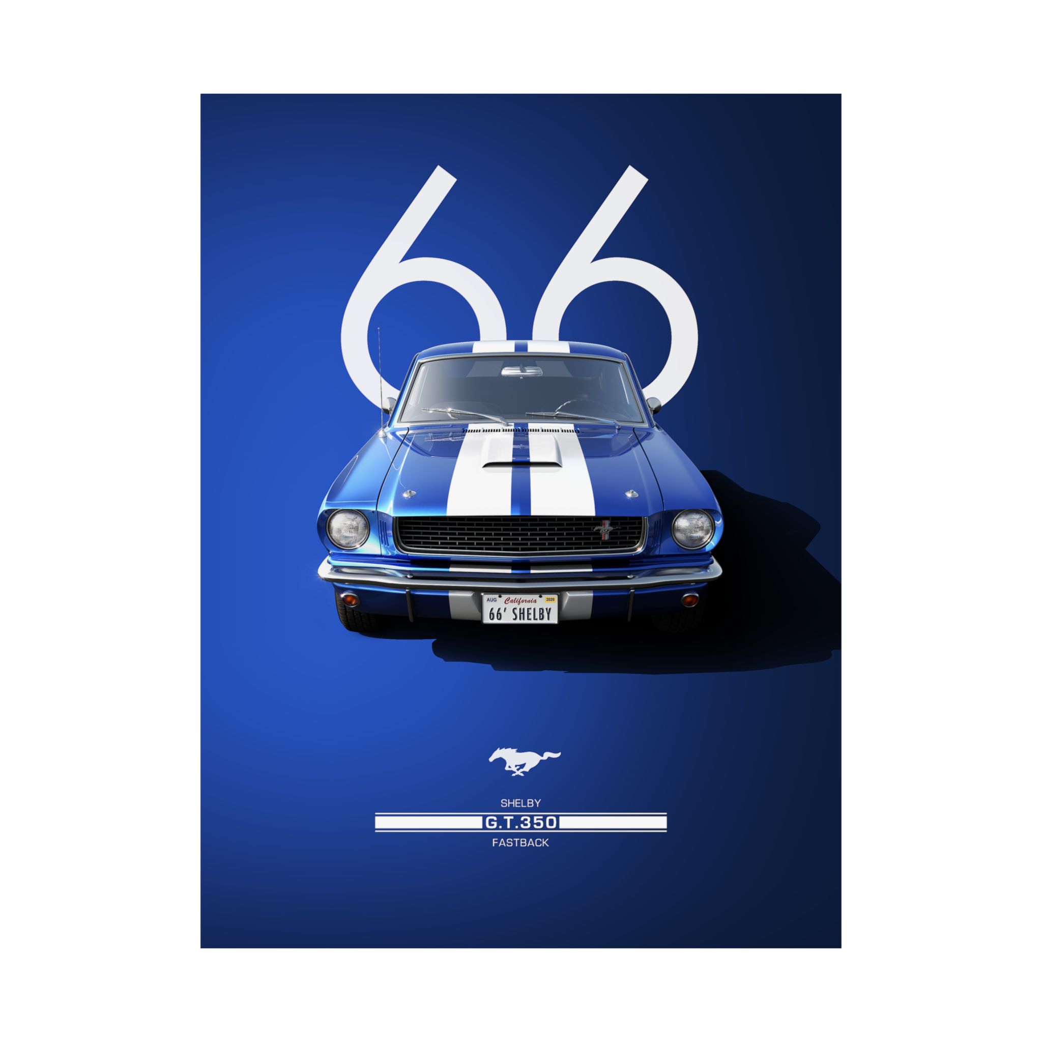 1966 Shelby GT350 Fastback Mustang Poster - Classic Muscle Car Wall Art - Iconic Blue & White Garage Decor - Premium Print - Image 50