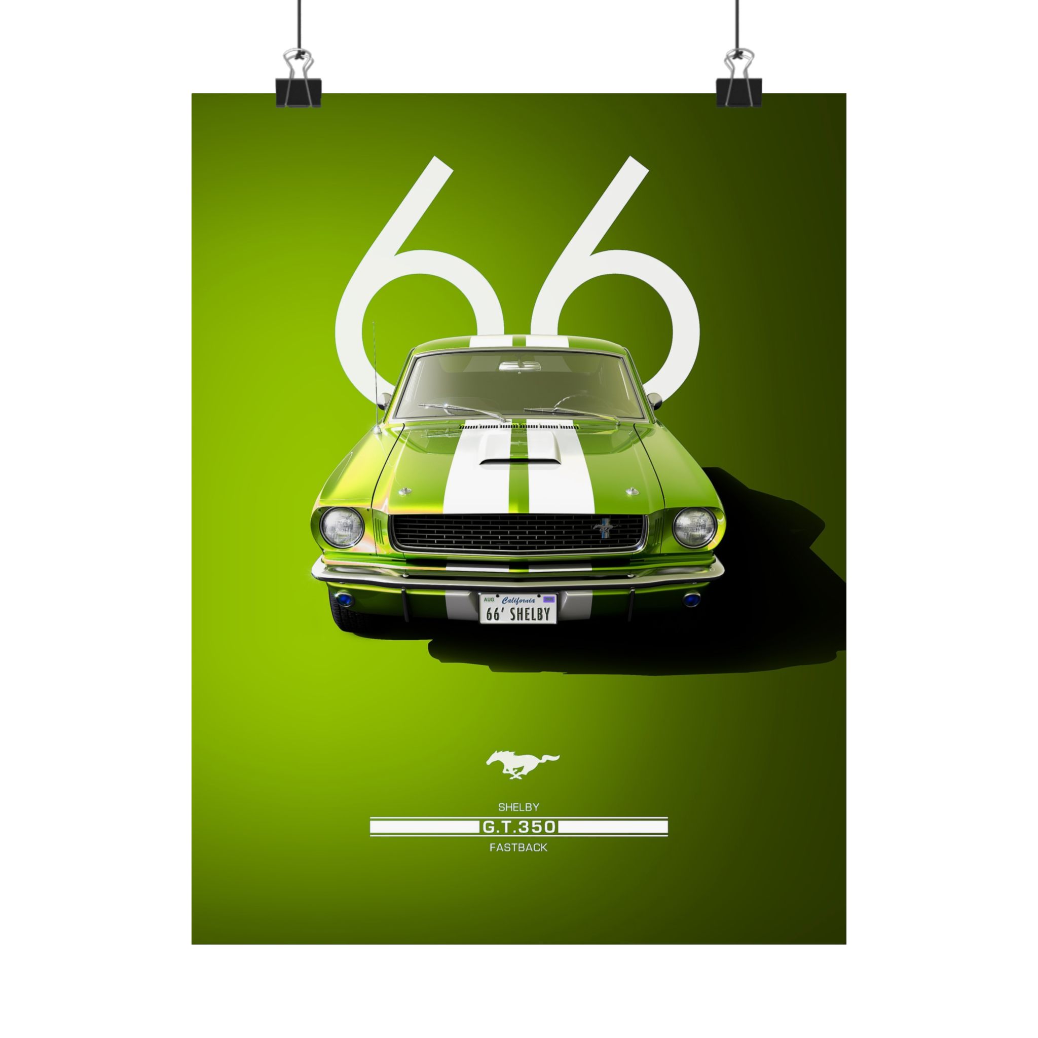Vintage 1966 Shelby GT350 Fastback Poster - Lime Green Muscle Car Wall Art - Iconic Mustang Decor for Car Enthusiasts & Garage - Image 25