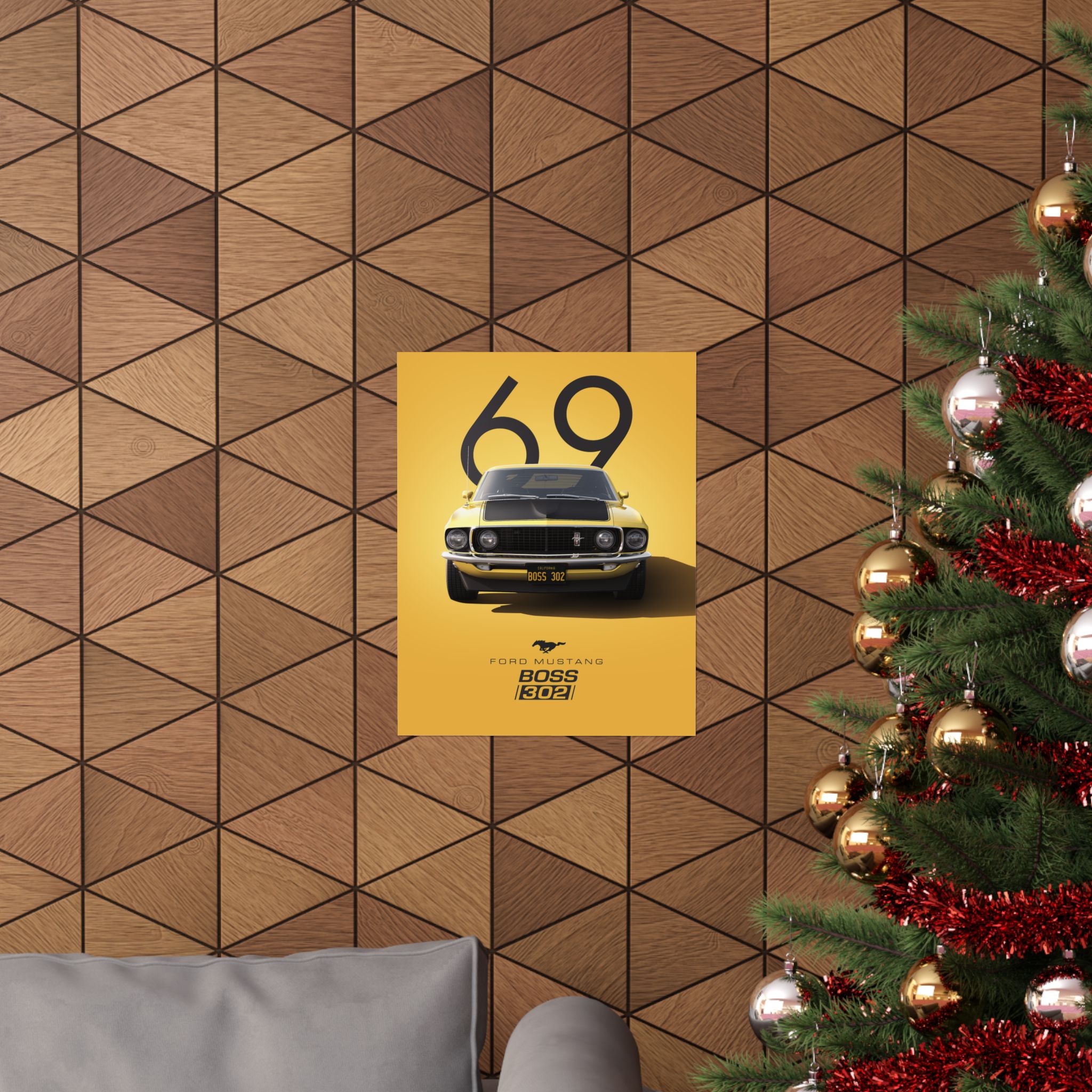 1969 Ford Mustang Boss 302 Poster - Vintage Muscle Car Wall Art - Classic Yellow Automotive Print for Garage or Man Cave - Image 44