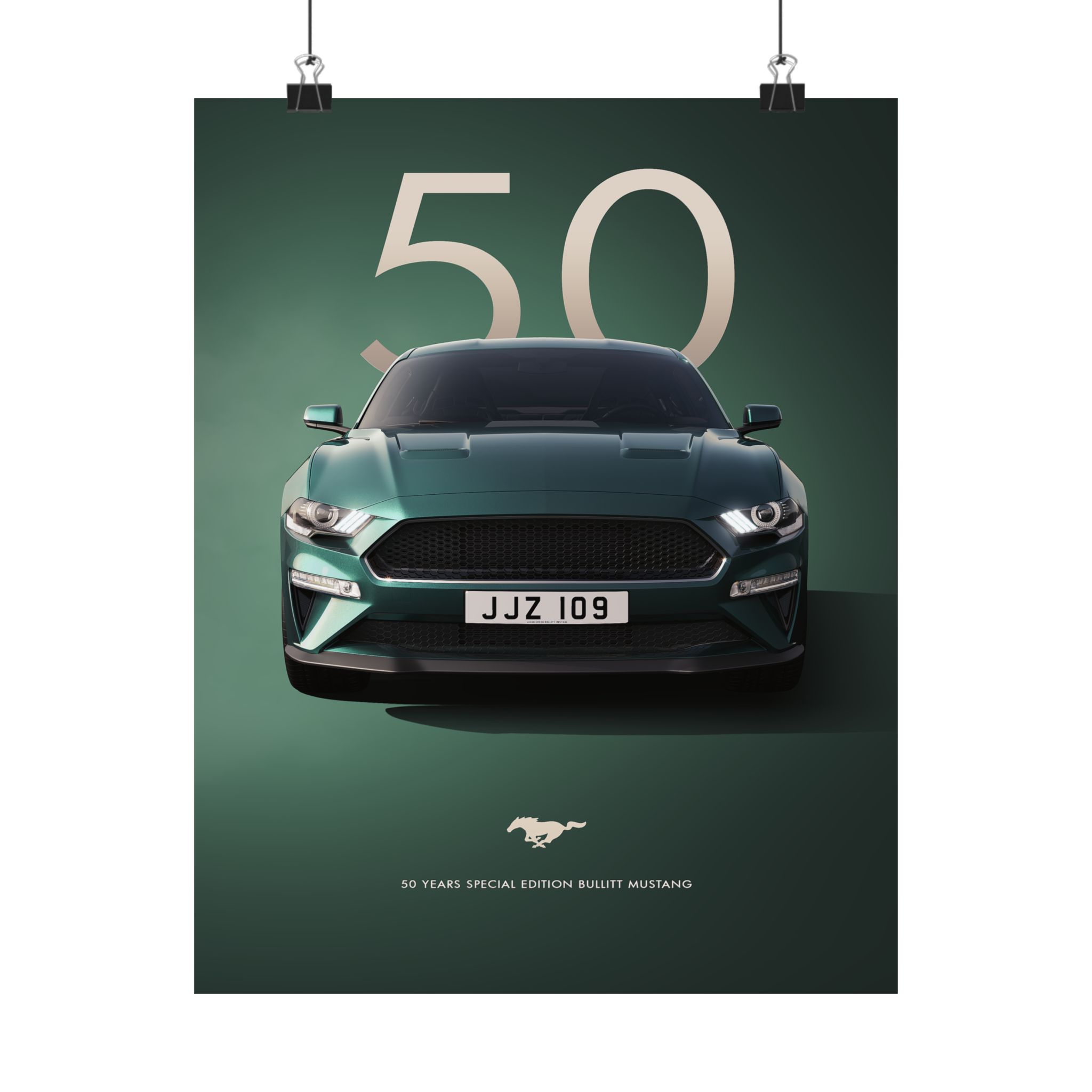 Bullitt Mustang 50th Anniversary Poster - Highland Green Ford Muscle Car Wall Art - Iconic Automotive Decor for Fans - Image 9