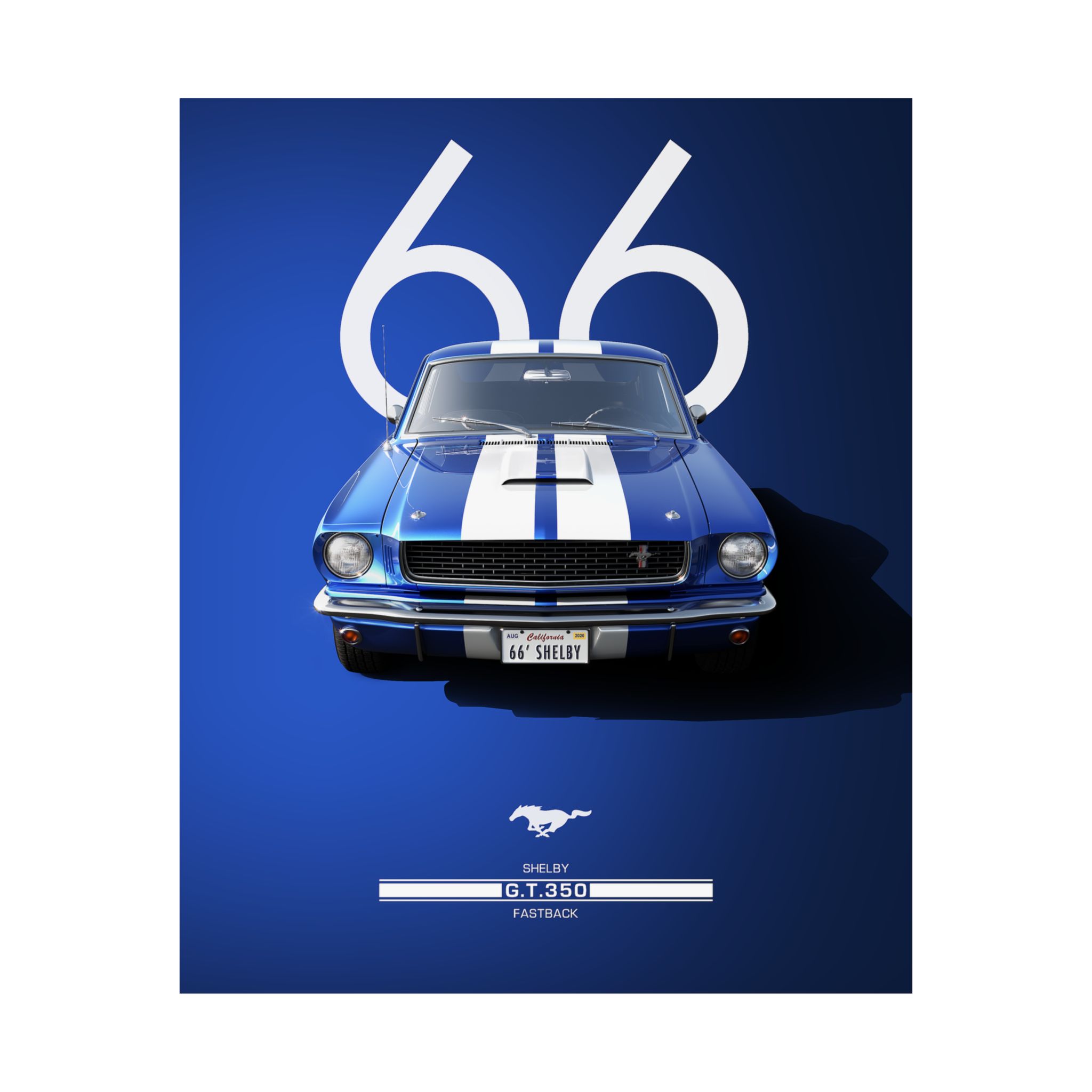 1966 Shelby GT350 Fastback Mustang Poster - Classic Muscle Car Wall Art - Iconic Blue & White Garage Decor - Premium Print - Image 34
