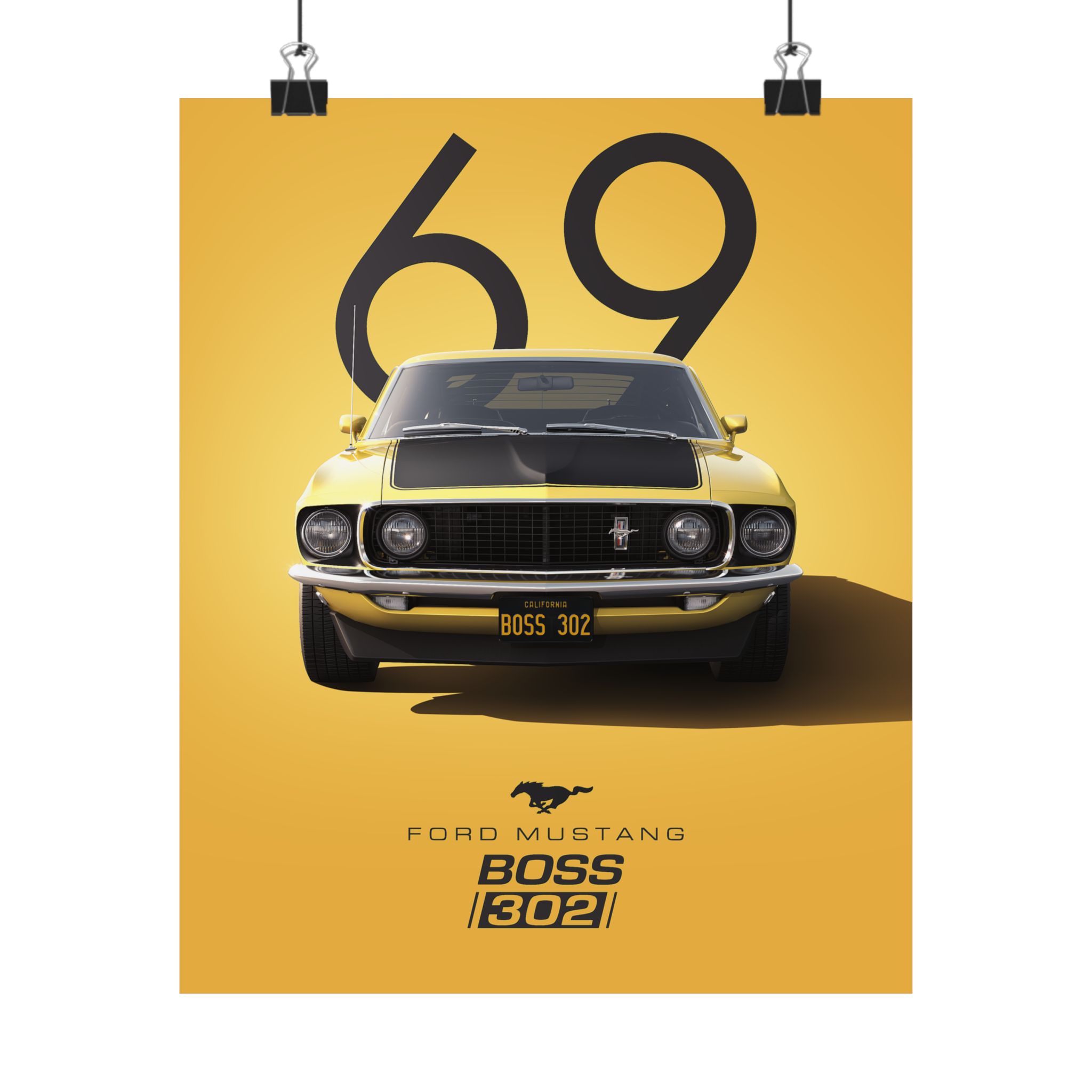 1969 Ford Mustang Boss 302 Poster - Vintage Muscle Car Wall Art - Classic Yellow Automotive Print for Garage or Man Cave - Image 33