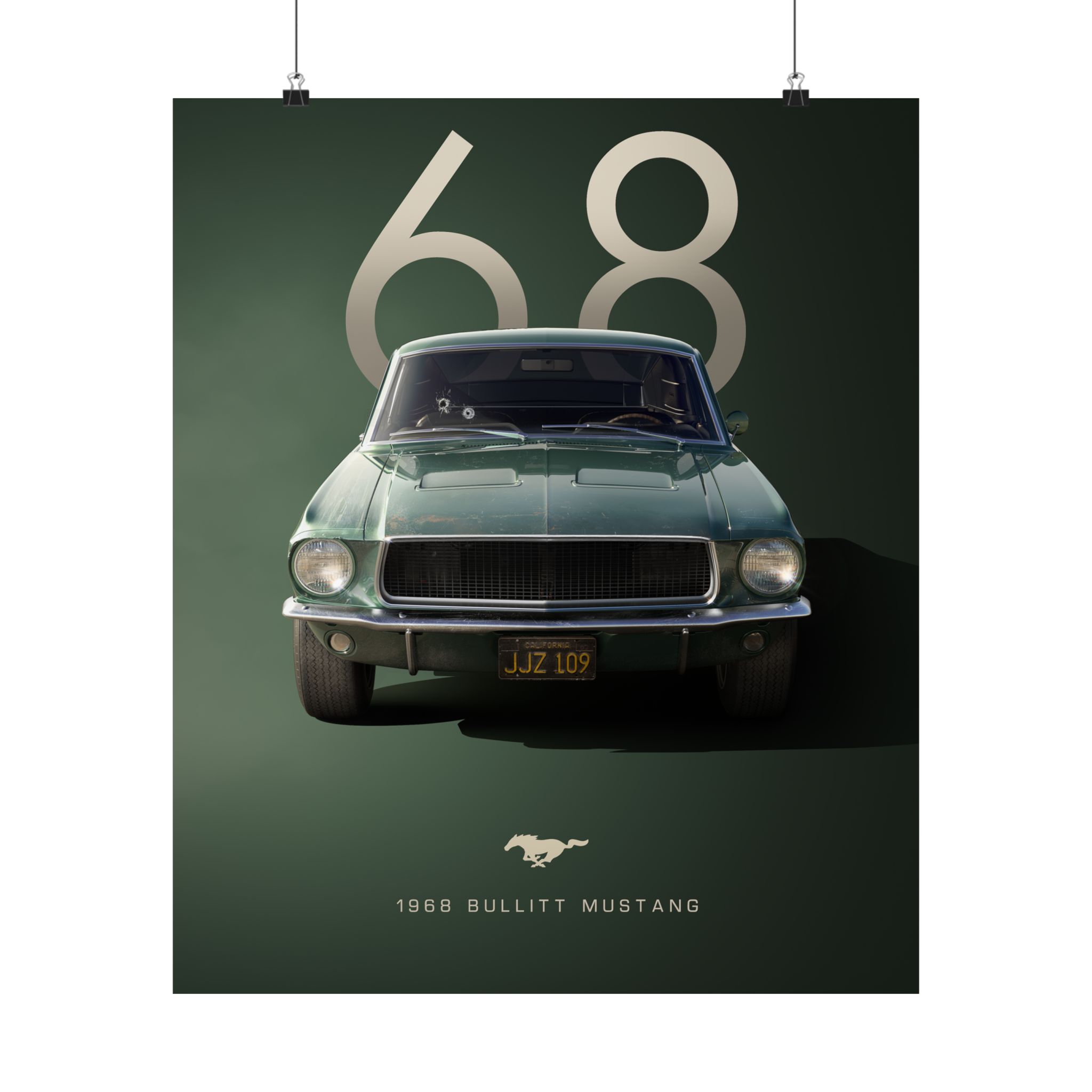 1968 Bullitt Mustang Poster - Vintage Highland Green Ford Mustang GT Wall Art - Iconic Muscle Car Print for Garage or Office - Image 29