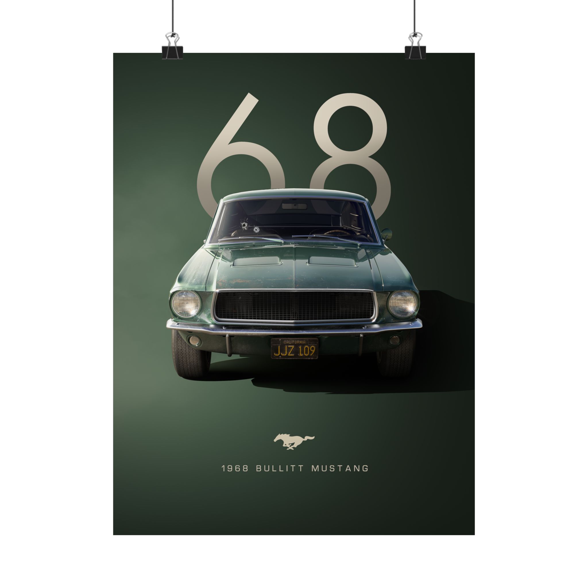 1968 Bullitt Mustang Poster - Vintage Highland Green Ford Mustang GT Wall Art - Iconic Muscle Car Print for Garage or Office - Image 13