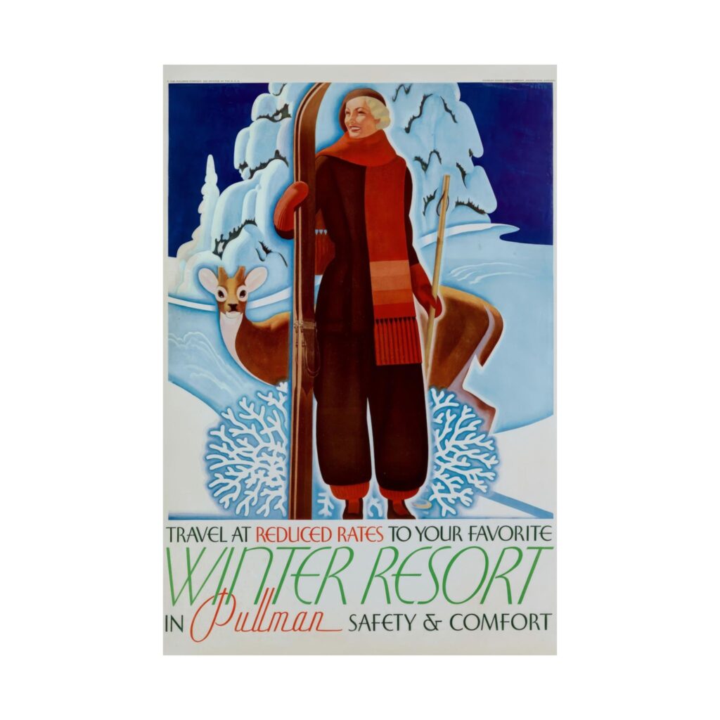 Vintage Winter Resort Travel Poster — Matte Vertical Poster