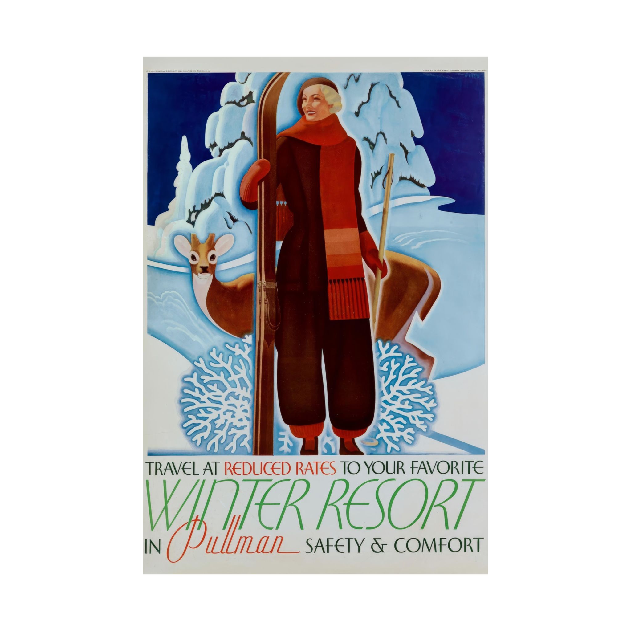 Vintage Winter Resort Travel Poster — Matte Vertical Poster