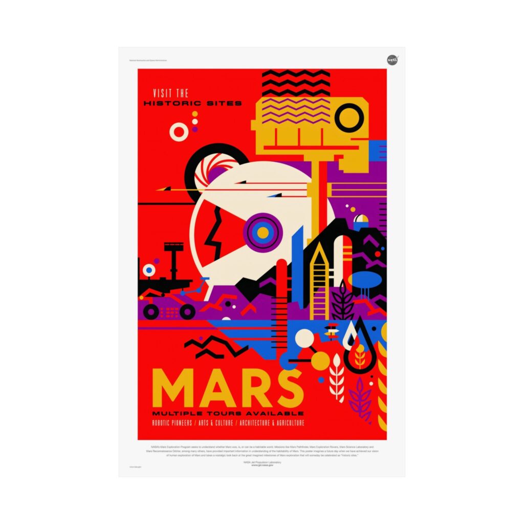 Mars Retro Space Poster — Matte Vertical Art Print