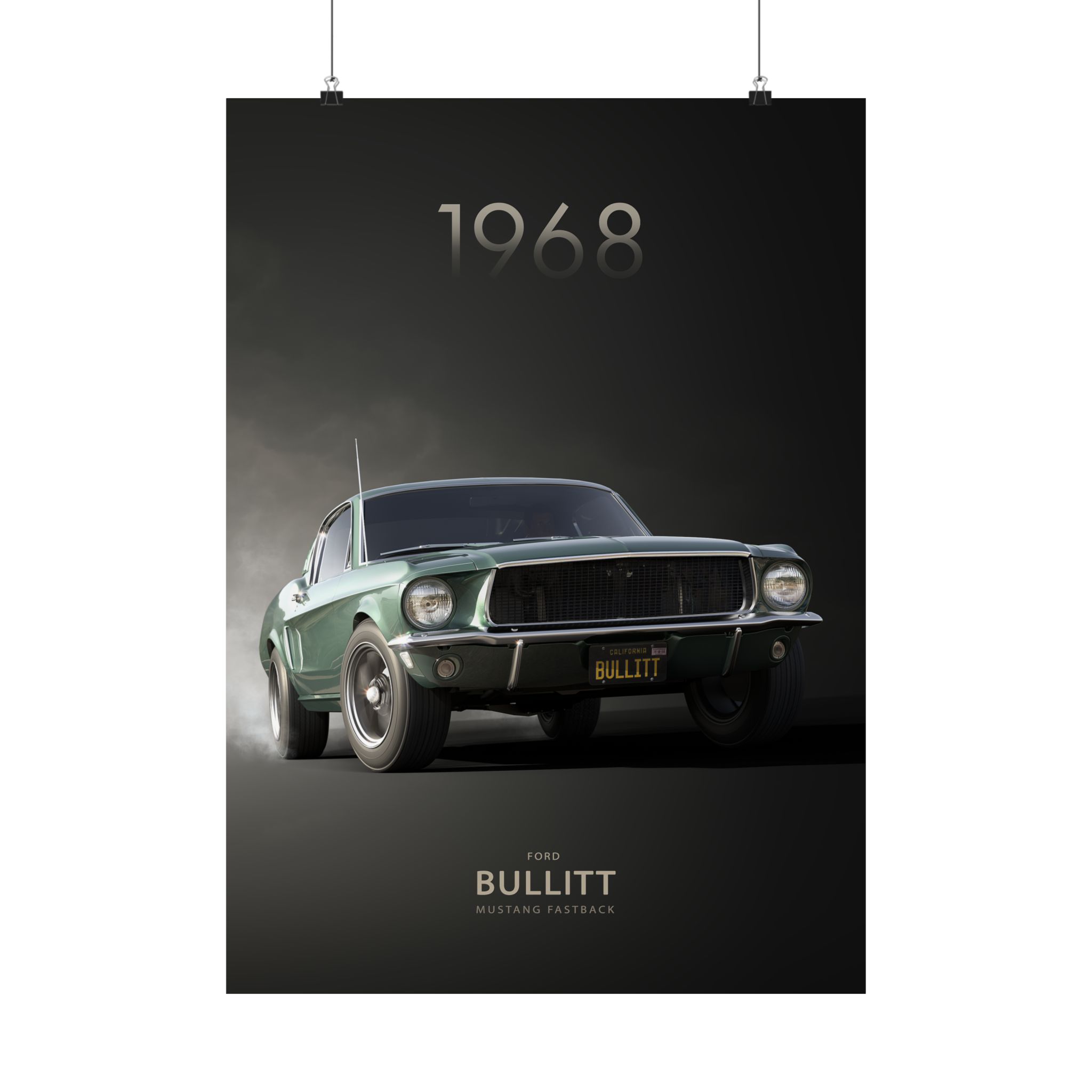 1968 Ford Bullitt Mustang Fastback Poster - Iconic Highland Green Muscle Car Wall Art - Classic Movie Car Print for Garage & Man Cave - Image 53