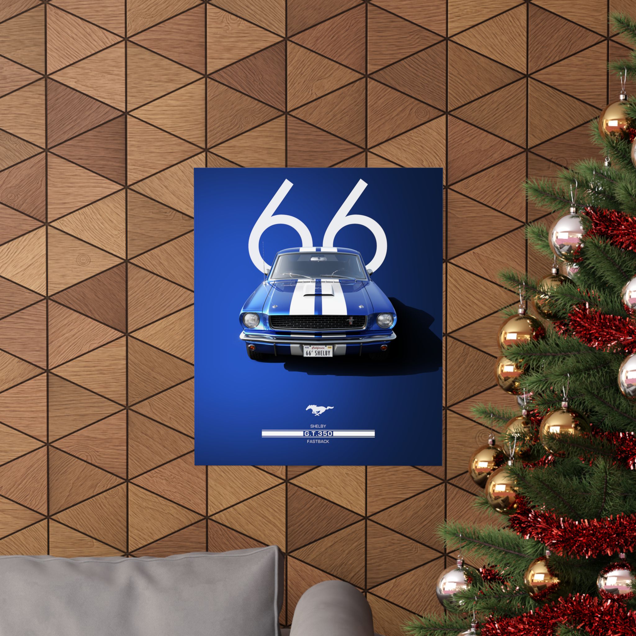 1966 Shelby GT350 Fastback Mustang Poster - Classic Muscle Car Wall Art - Iconic Blue & White Garage Decor - Premium Print - Image 32