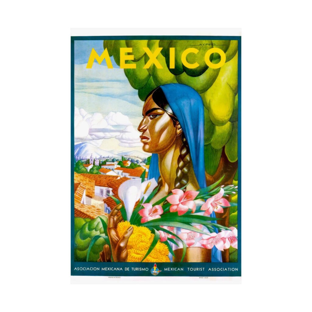 Mexico Vintage Travel Poster Matte Vertical Print