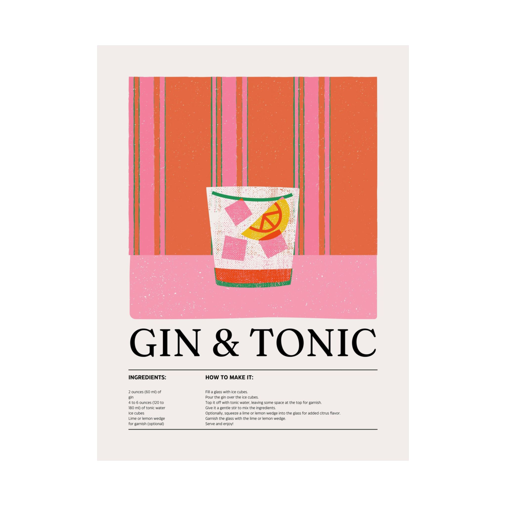 Gin And Tonic Cocktail Poster — Matte Vertical Print