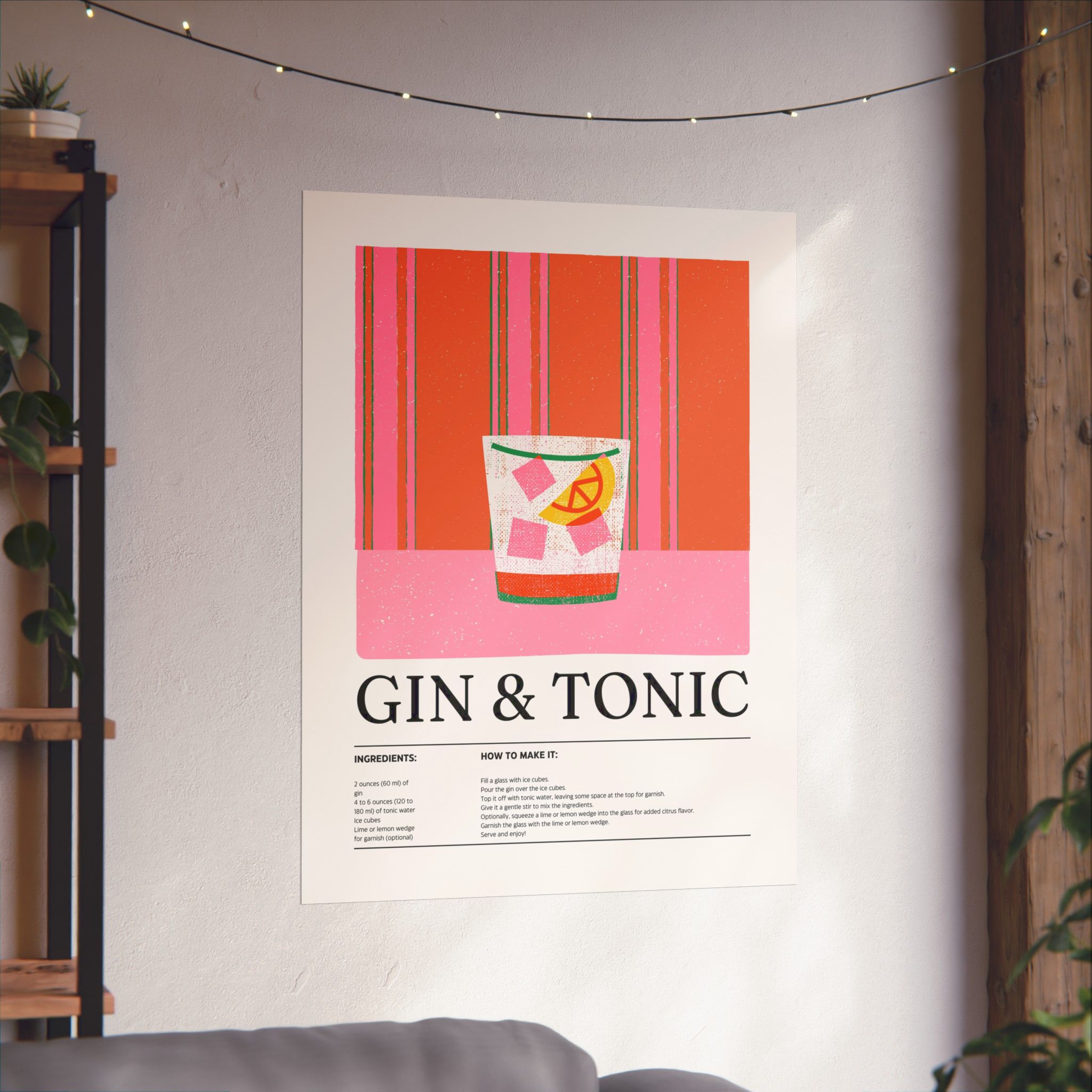 Gin And Tonic Cocktail Poster — Matte Vertical Print - Image 2