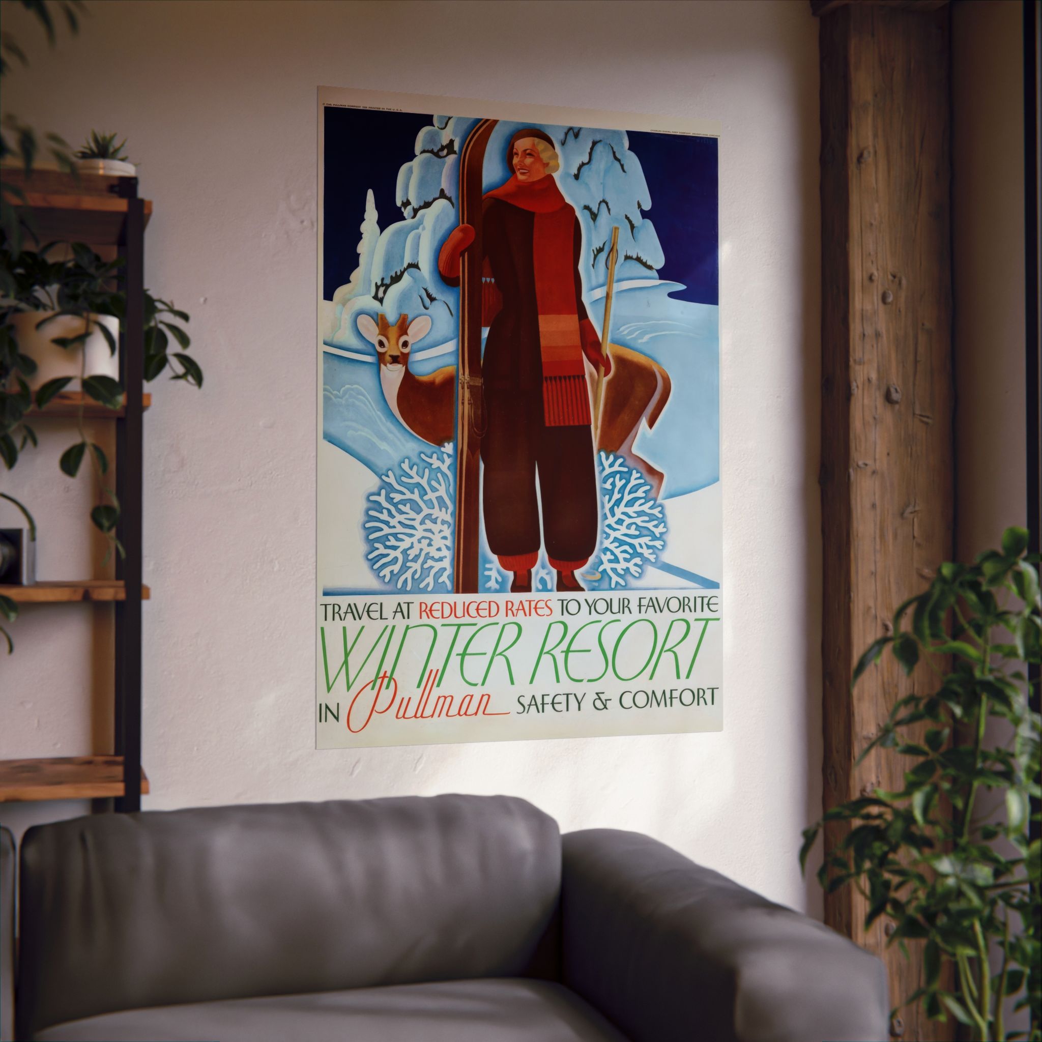 Vintage Winter Resort Travel Poster — Matte Vertical Poster - Image 2