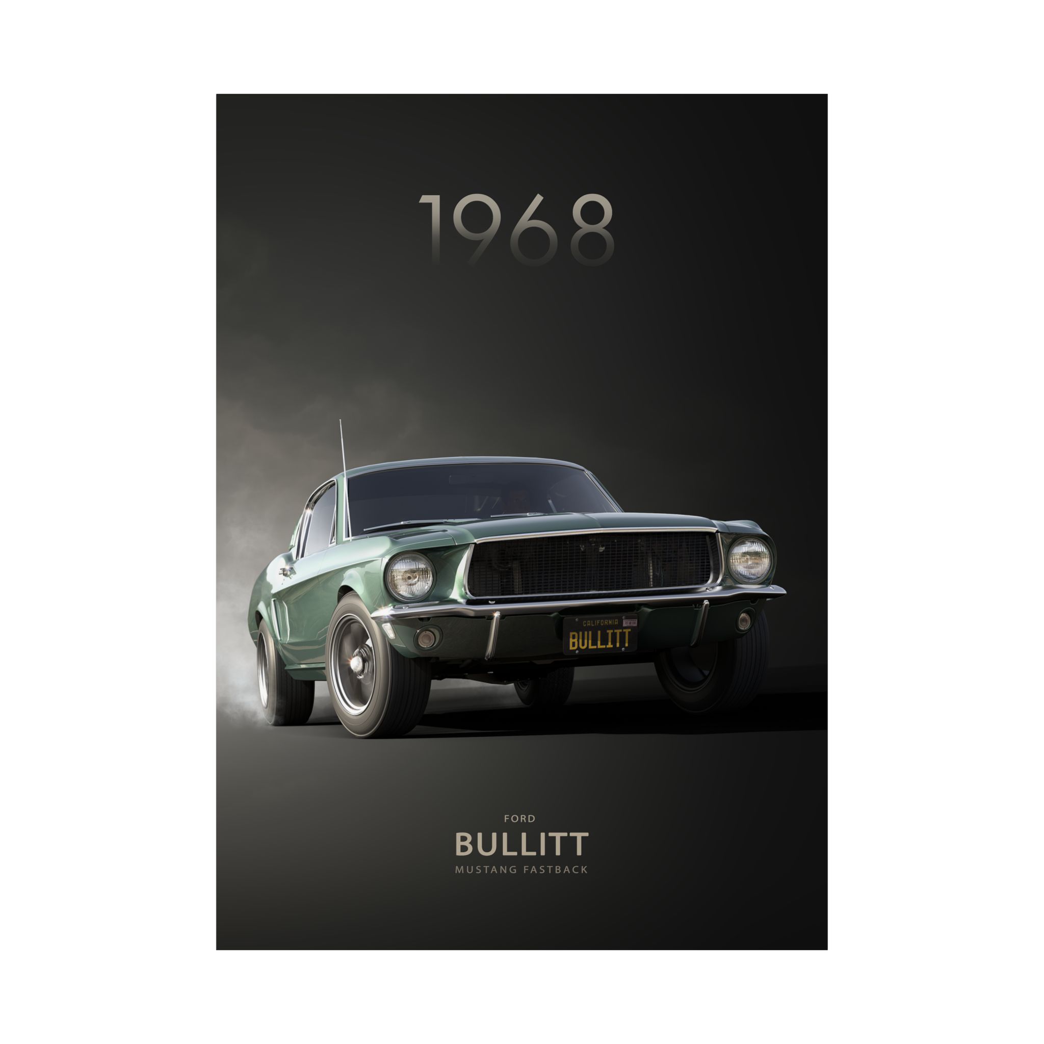 1968 Ford Bullitt Mustang Fastback Poster - Iconic Highland Green Muscle Car Wall Art - Classic Movie Car Print for Garage & Man Cave - Image 54