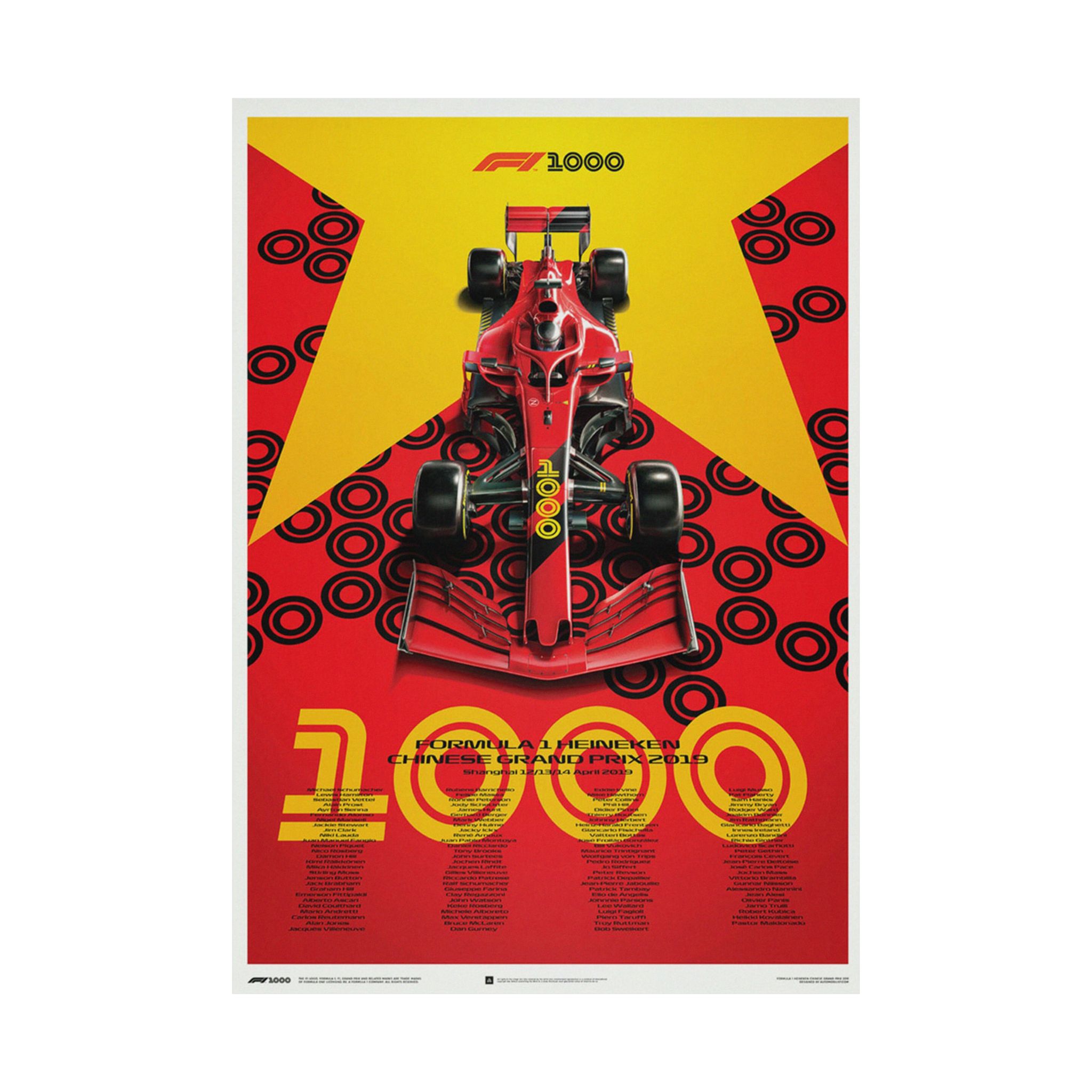 F1 1000th Grand Prix Chinese GP 2019 Commemorative Poster | Formula 1 Racing Wall Art for Fans & Collectors - Image 4