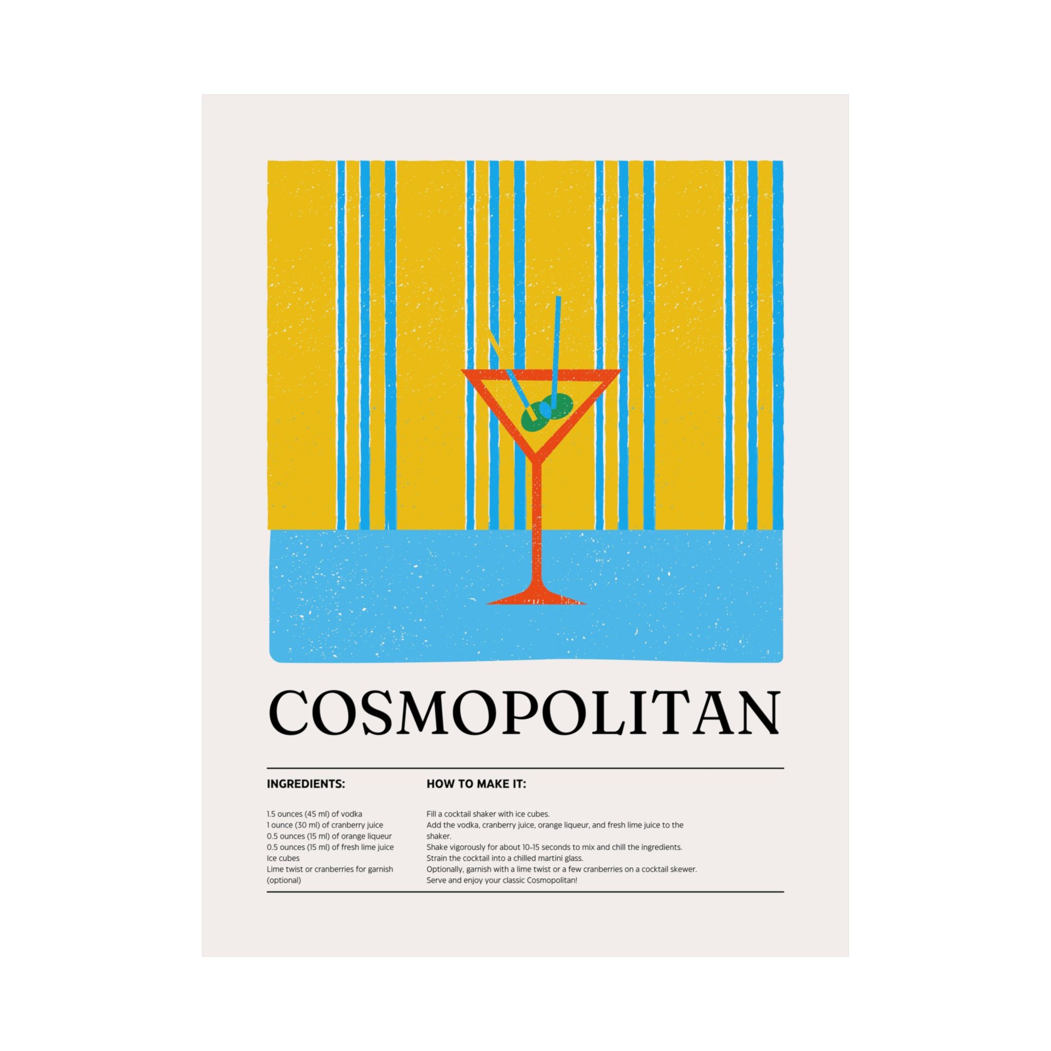 Cosmopolitan Cocktail Poster — Matte Vertical Print