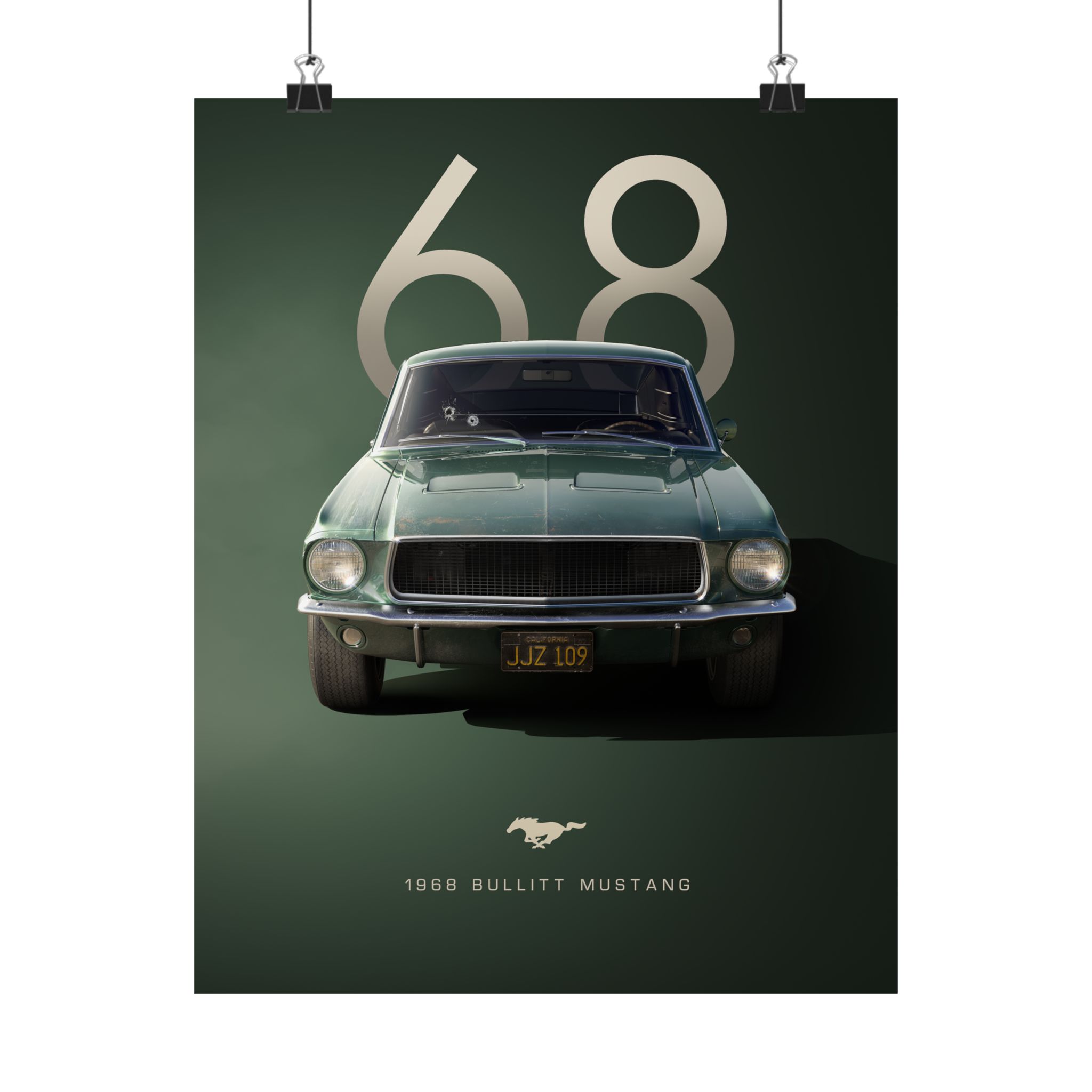 1968 Bullitt Mustang Poster - Vintage Highland Green Ford Mustang GT Wall Art - Iconic Muscle Car Print for Garage or Office - Image 9