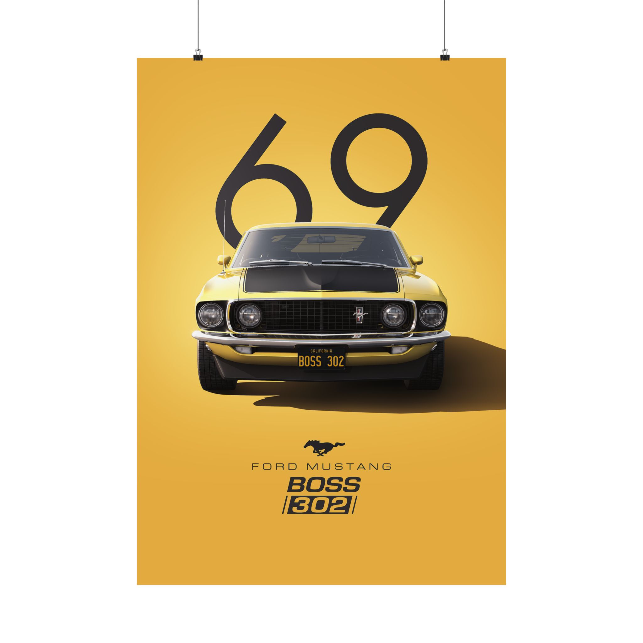 1969 Ford Mustang Boss 302 Poster - Vintage Muscle Car Wall Art - Classic Yellow Automotive Print for Garage or Man Cave - Image 45