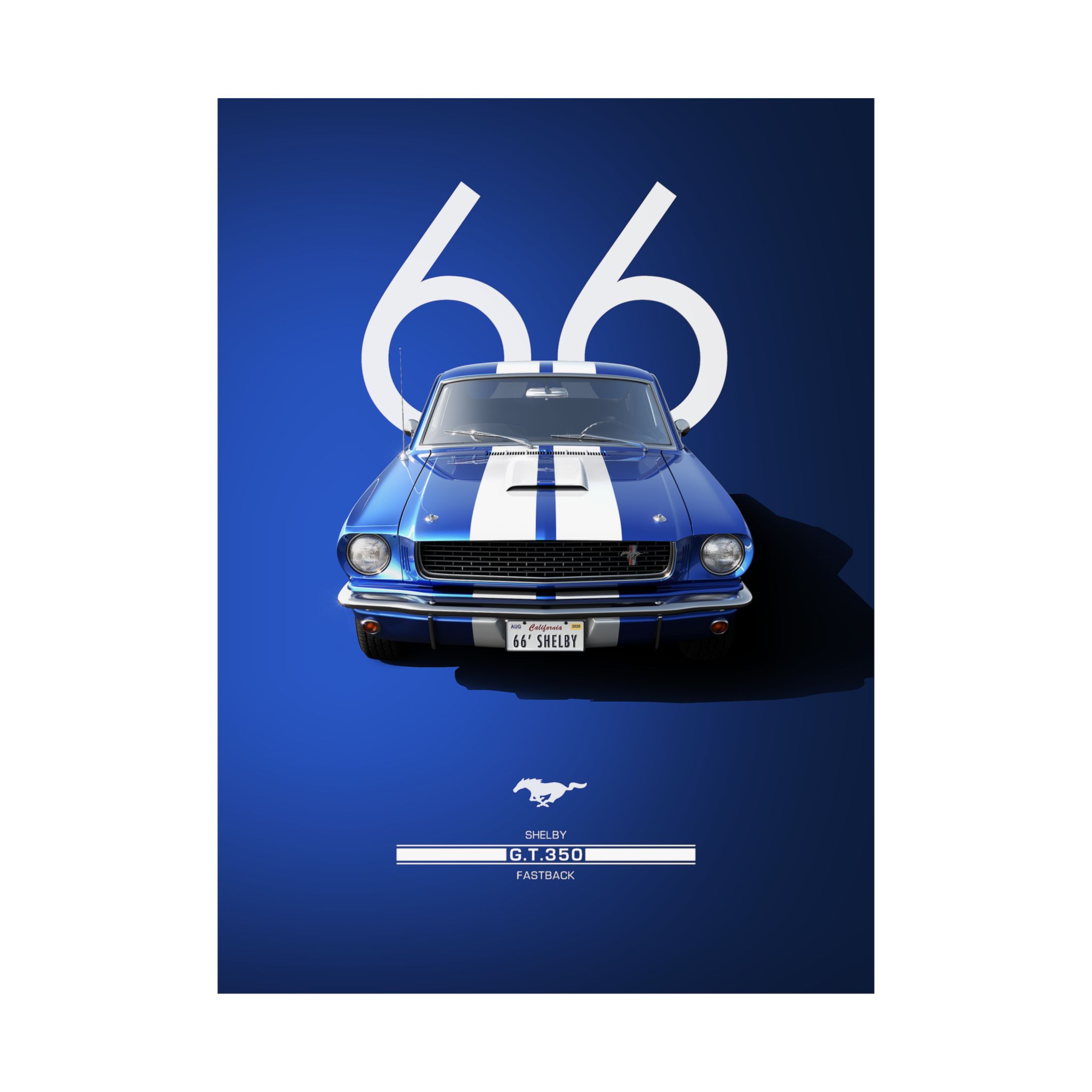1966 Shelby GT350 Fastback Mustang Poster - Classic Muscle Car Wall Art - Iconic Blue & White Garage Decor - Premium Print - Image 58