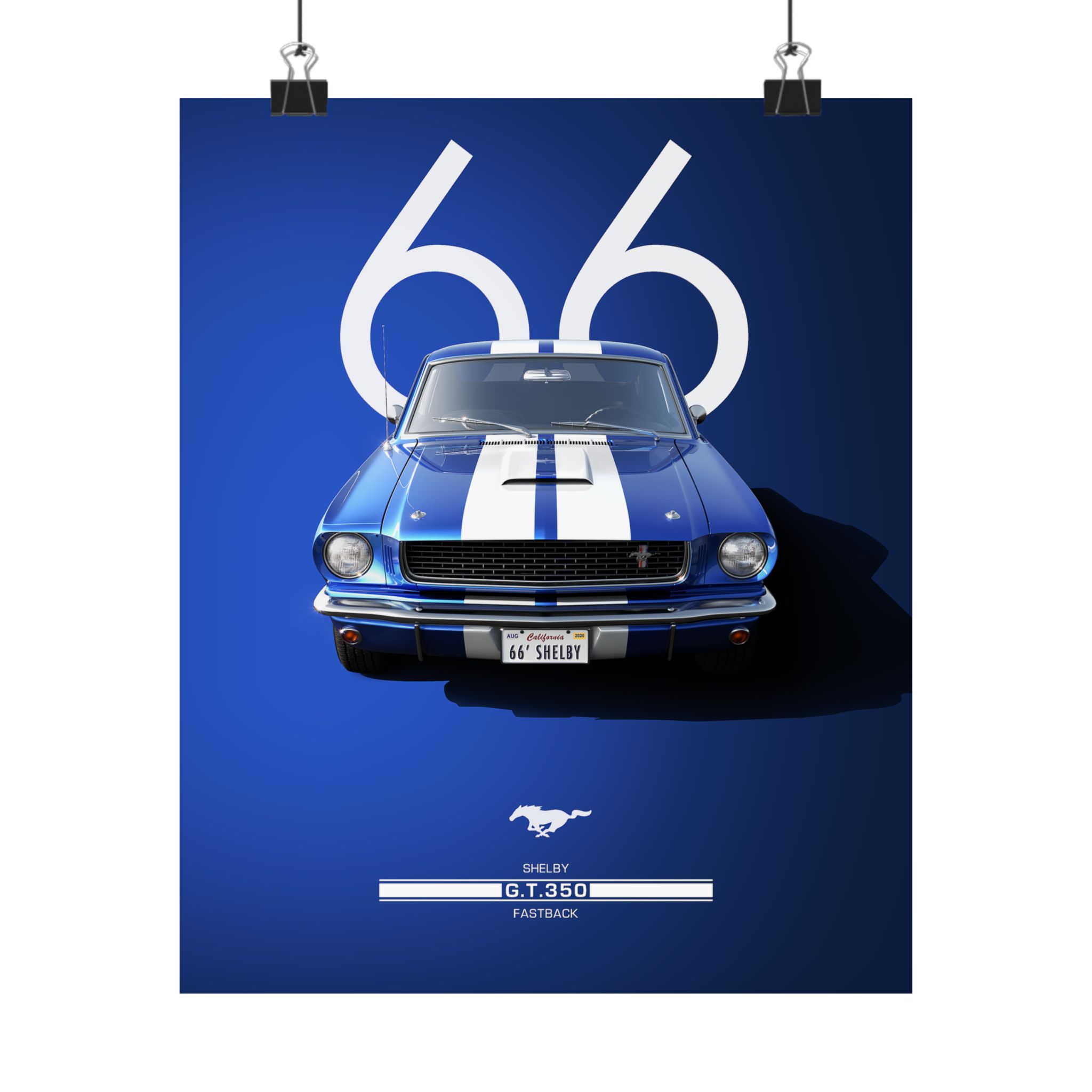 1966 Shelby GT350 Fastback Mustang Poster - Classic Muscle Car Wall Art - Iconic Blue & White Garage Decor - Premium Print - Image 33