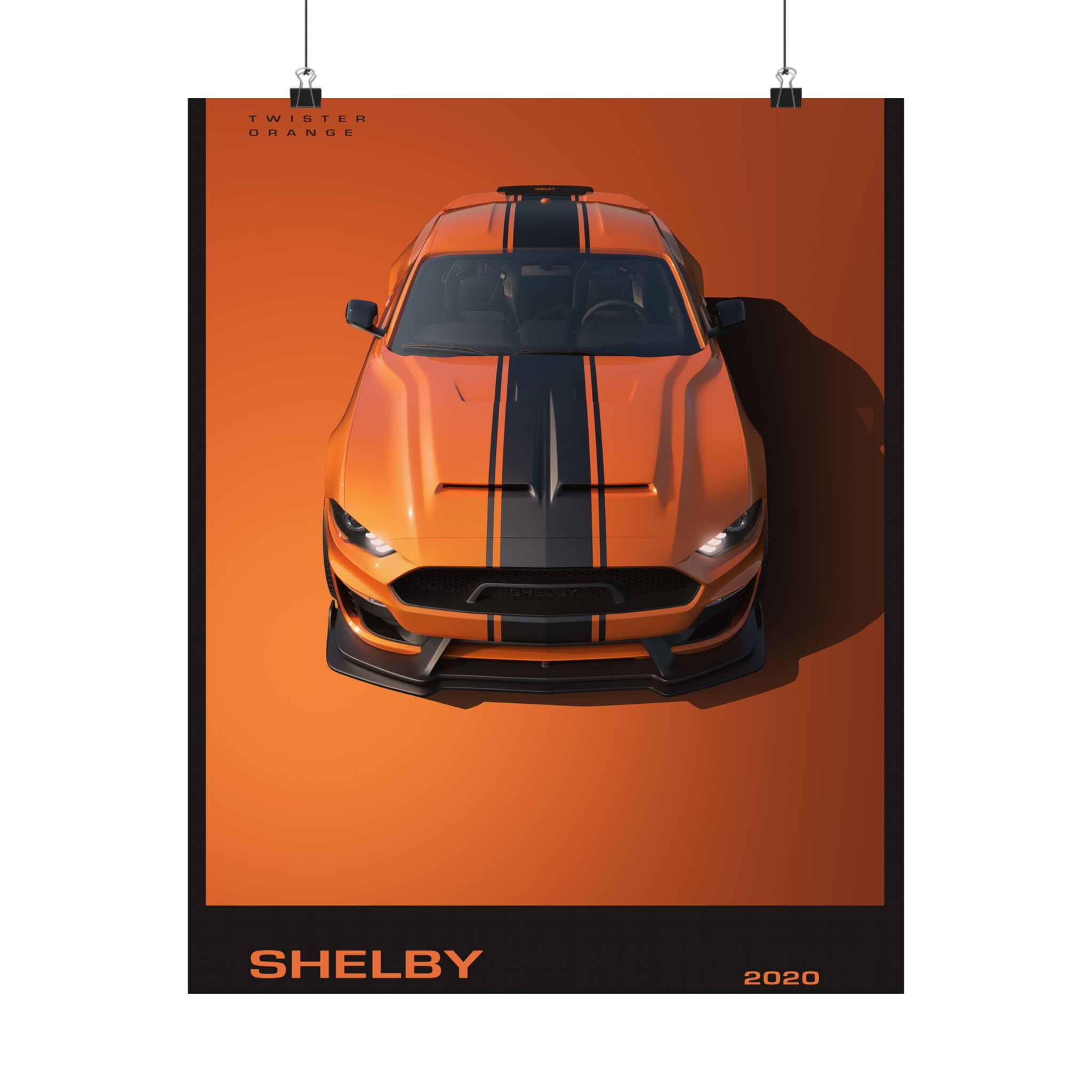 2020 Shelby Super Snake Poster - Twister Orange Mustang Wall Art - Bold Automotive Decor for Garage & Office - Premium Car Print - Image 5
