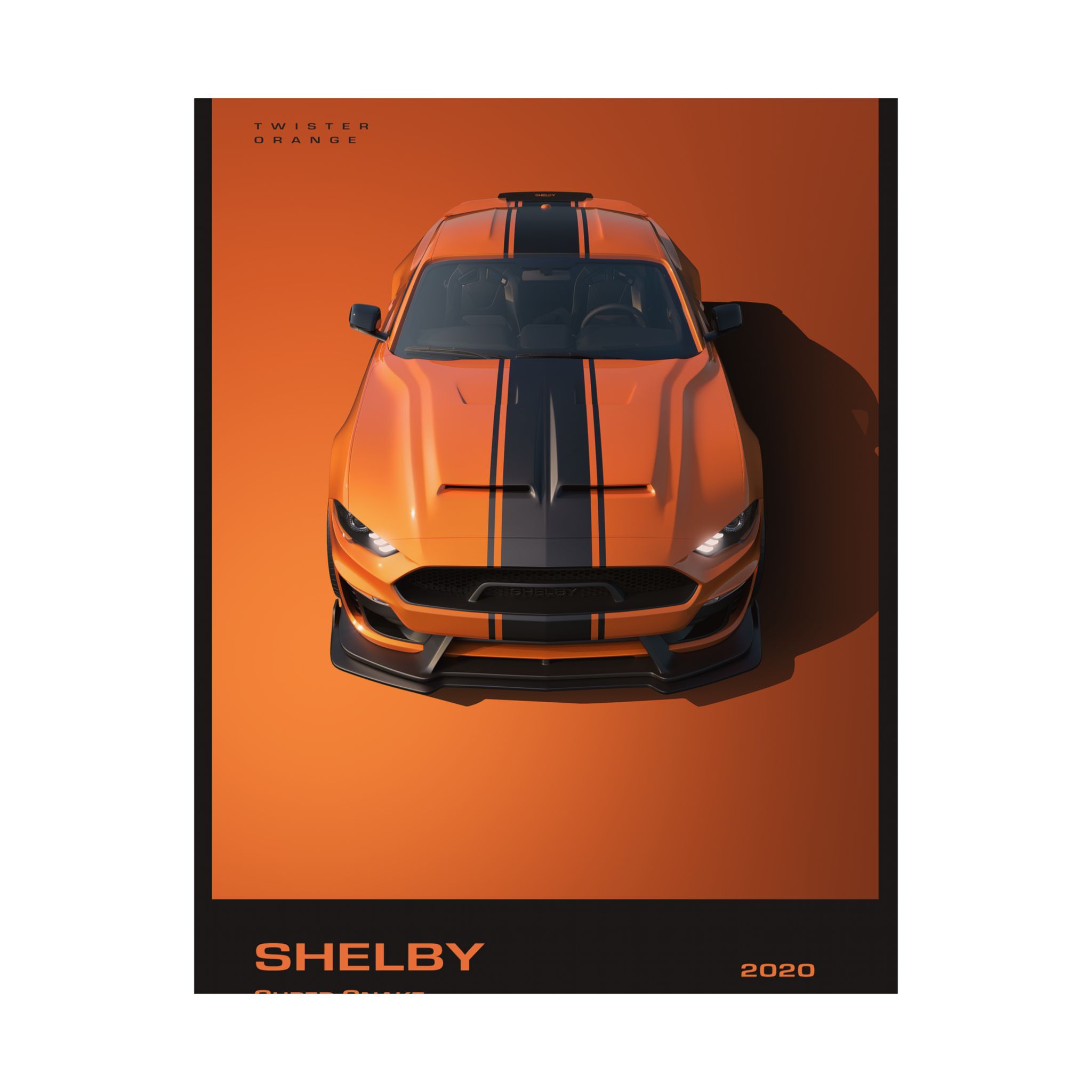 2020 Shelby Super Snake Poster - Twister Orange Mustang Wall Art - Bold Automotive Decor for Garage & Office - Premium Car Print - Image 10