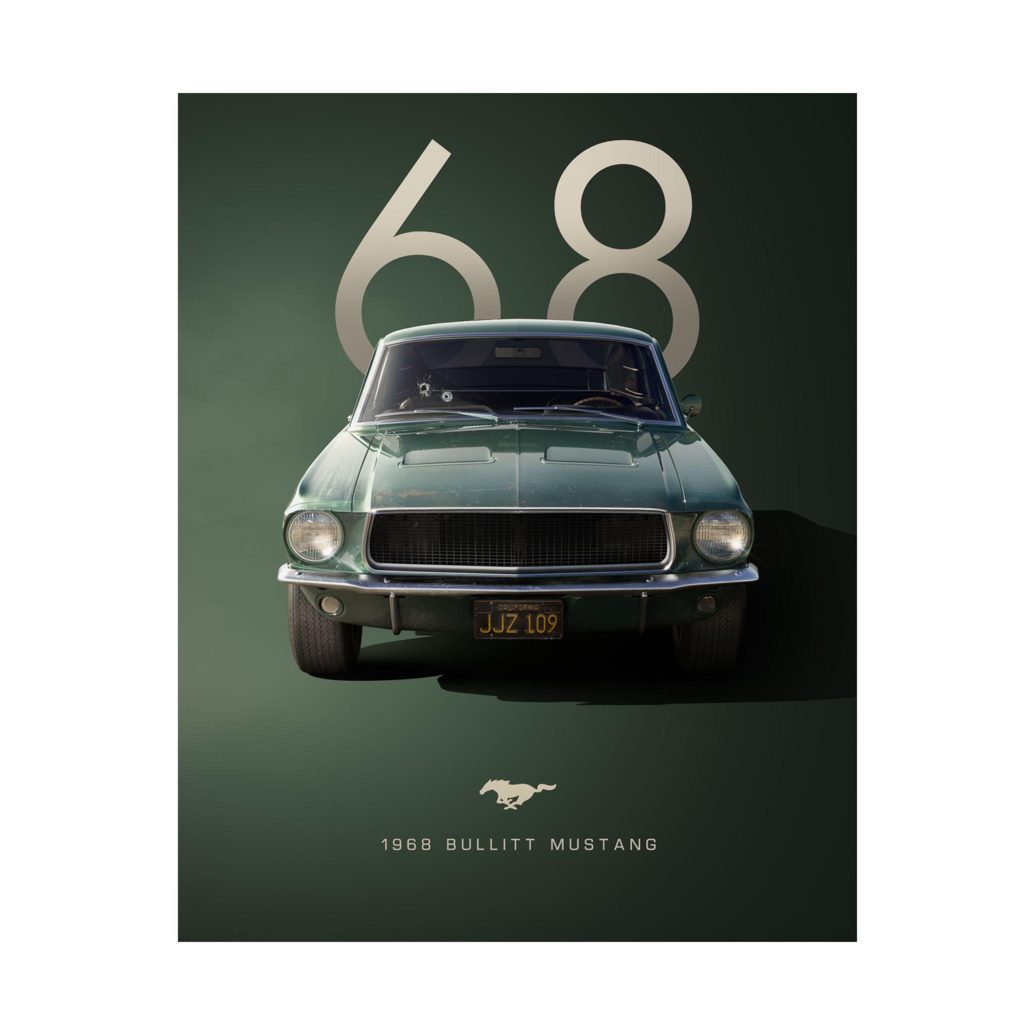 1968 Bullitt Mustang Poster - Vintage Highland Green Ford Mustang GT Wall Art - Iconic Muscle Car Print for Garage or Office - Image 6